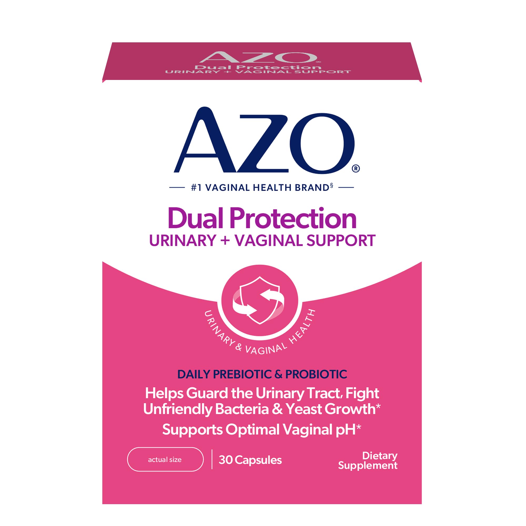 AZO Dual Protection, Urinary + Vaginal Support, 30 Count