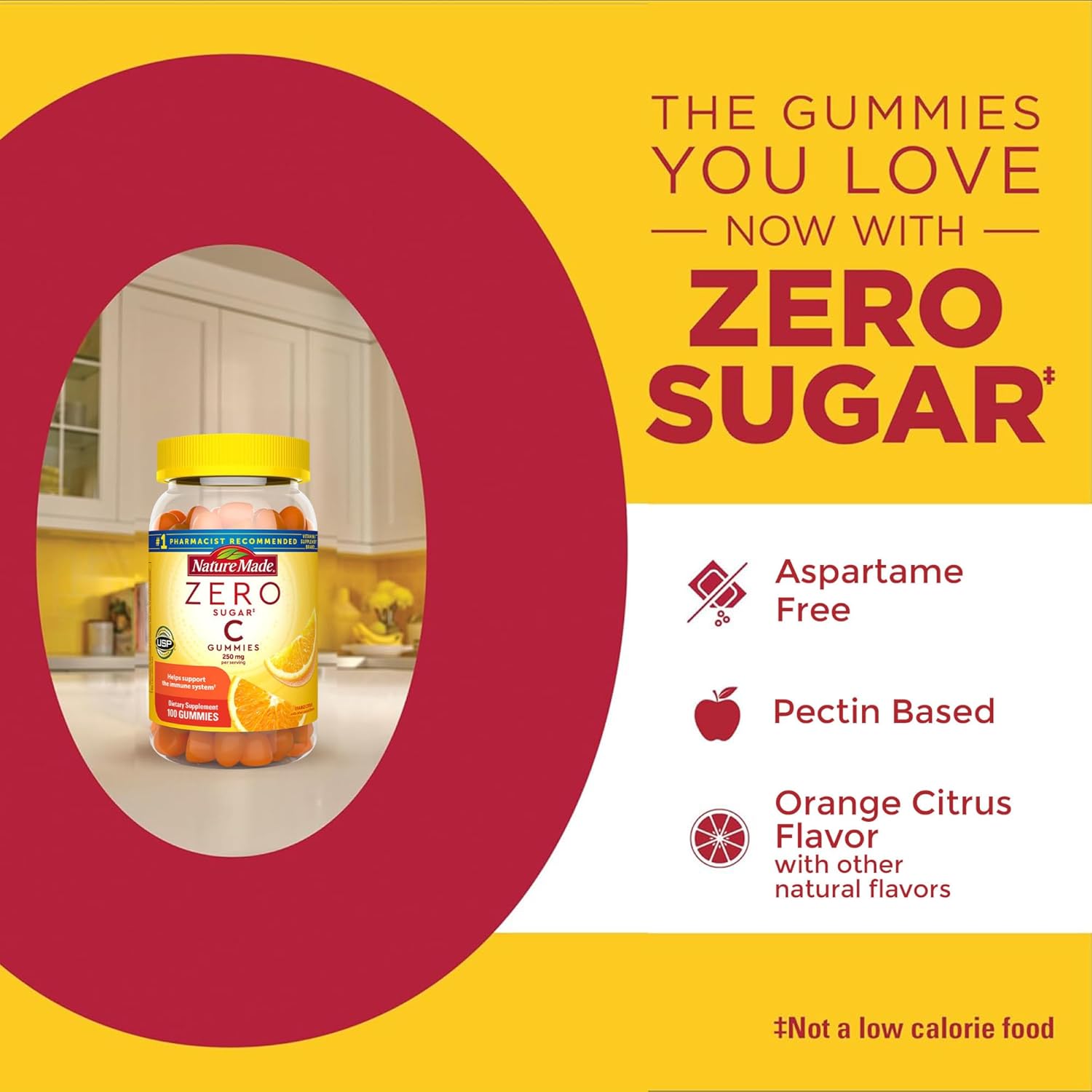 Nature Made Zero Sugar Vitamin C 250 mg, 100 Sugar Free Gummies