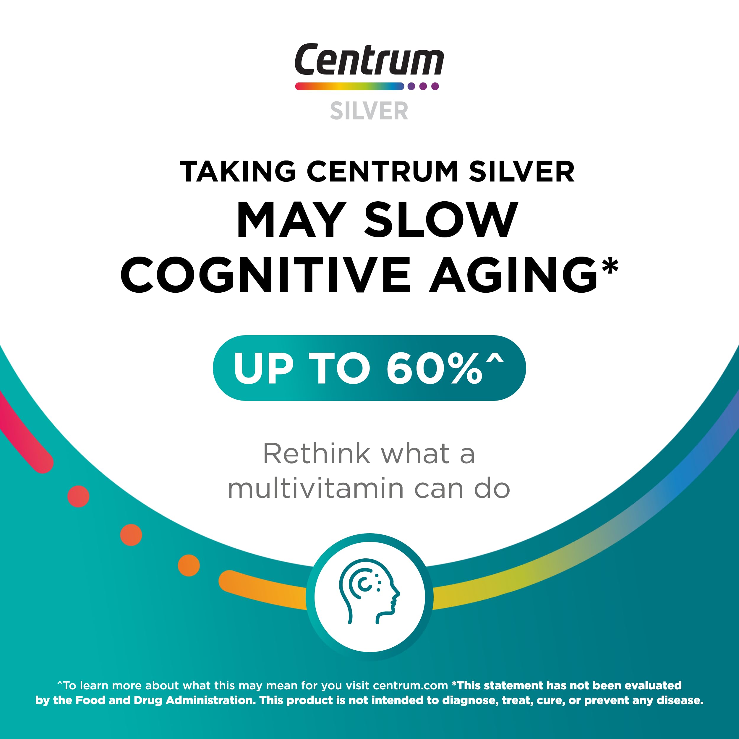 Centrum Silver Men's 50+ Multivitamin with Vitamin D3, B-Vitamins, Zinc for Memory and Cognition - 200 Tablets