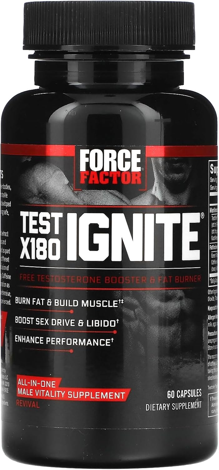 Force Factor Test X180 Ignite Total Testosterone Booster,  60 Count