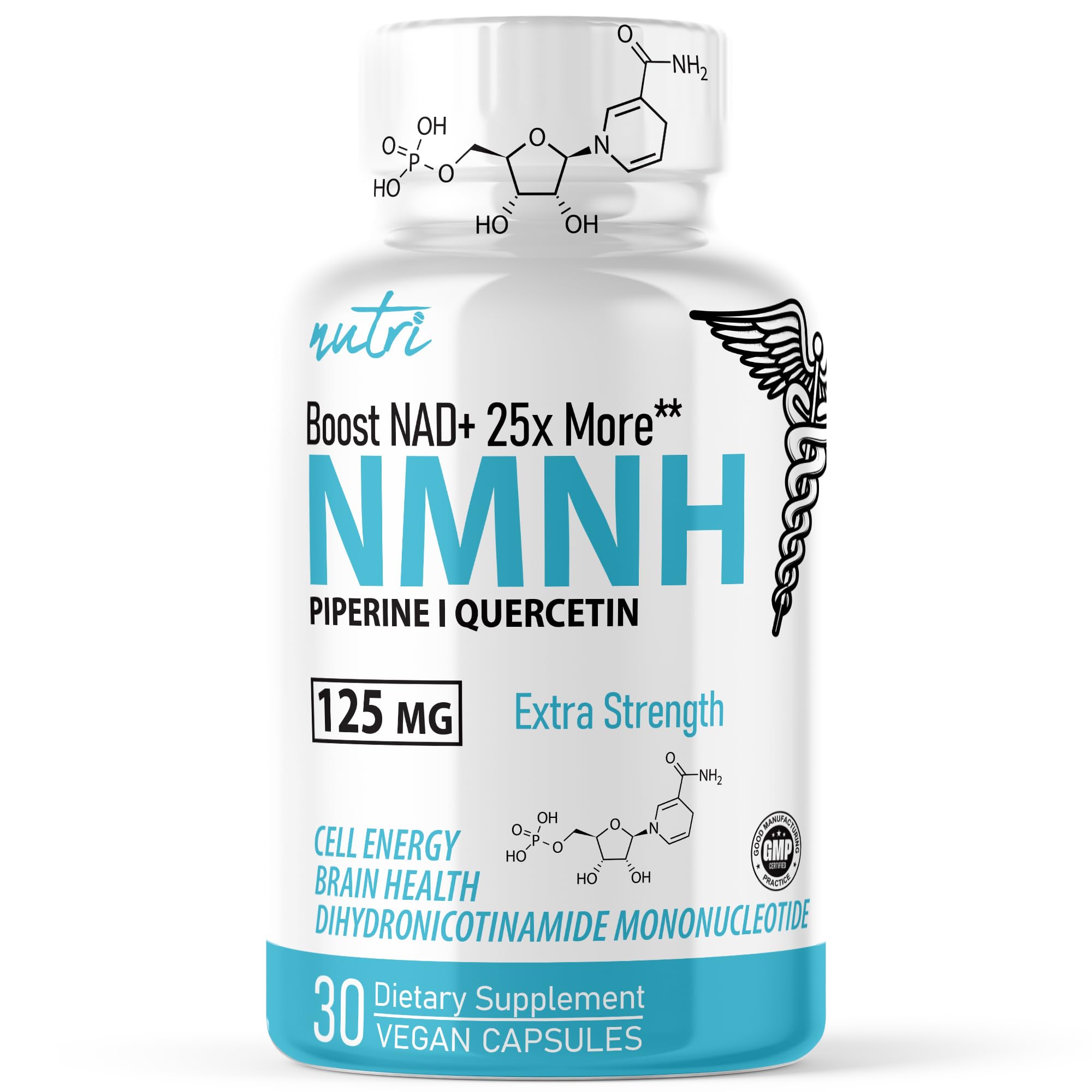 Nutri NMNH EXTRA Strength 125 Mg (Dihydronicotinamide Mononucleotide), 30 Capsules