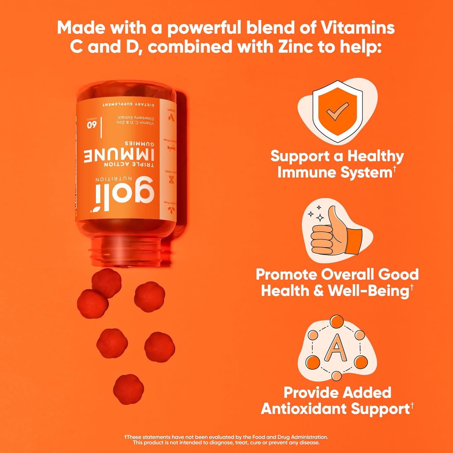 Goli Triple Action Immune, 60 Gummies