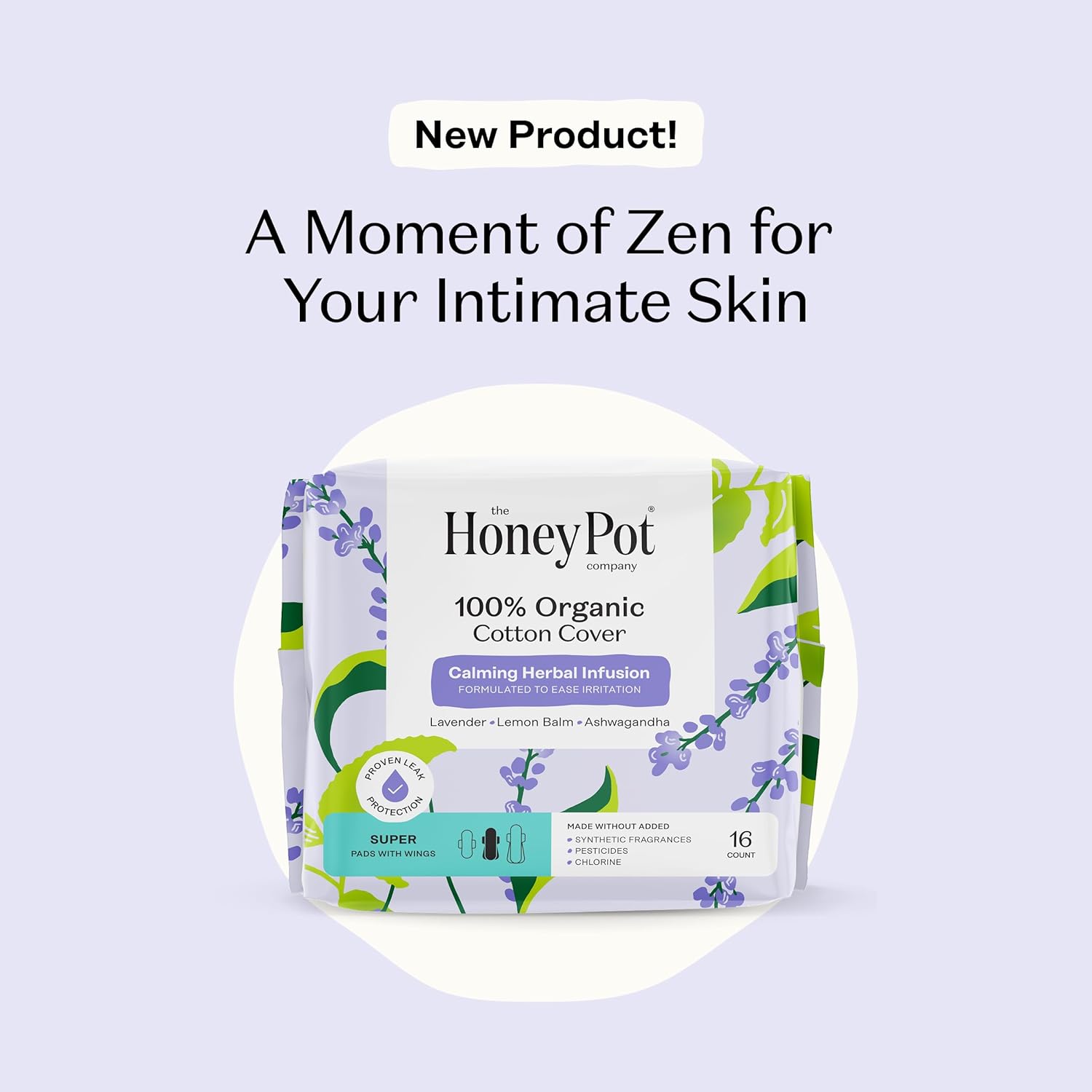 The Honey Pot Company, Calming Herbal Infusion Super Pads, 16 Count