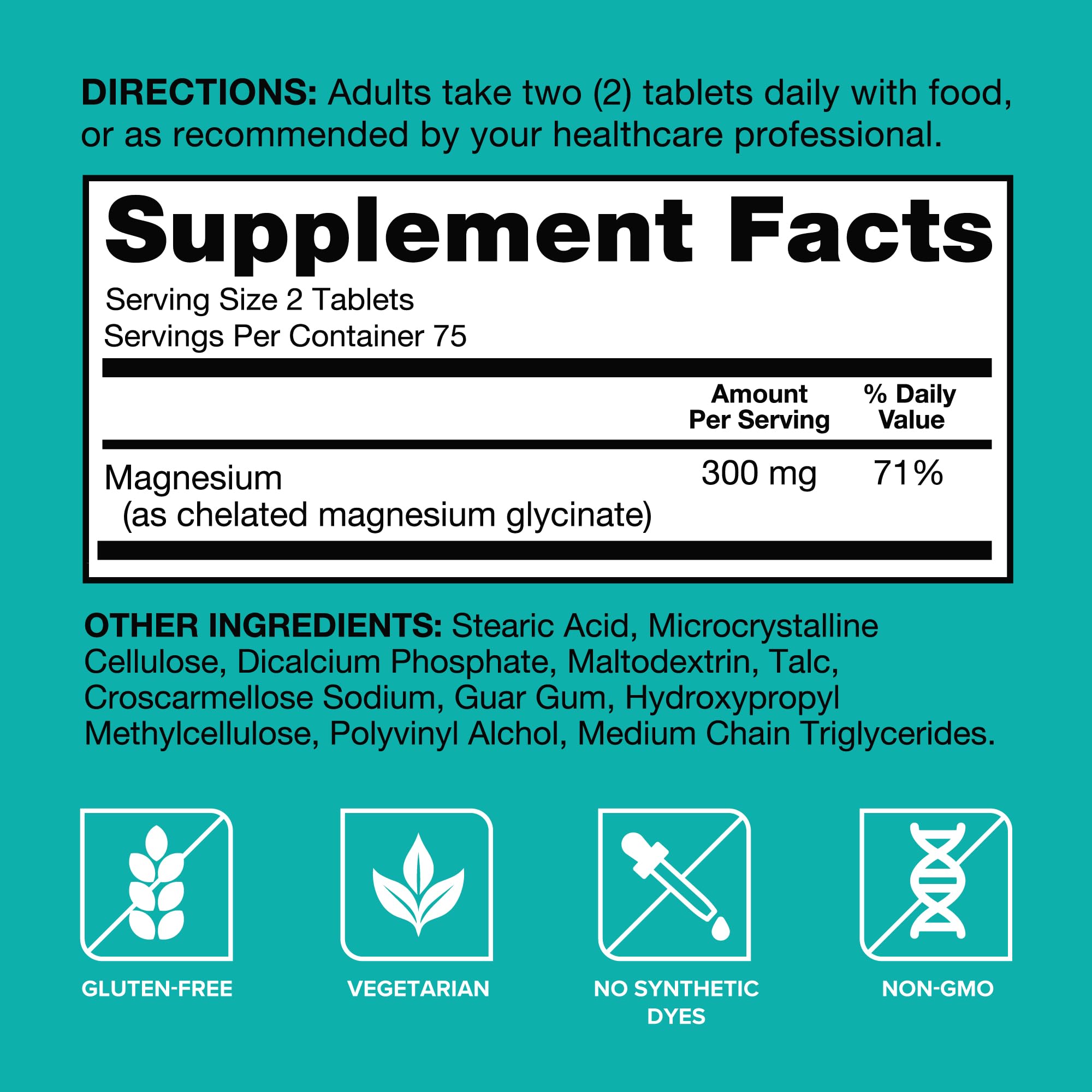 Qunol Magnesium Glycinate, 300mg