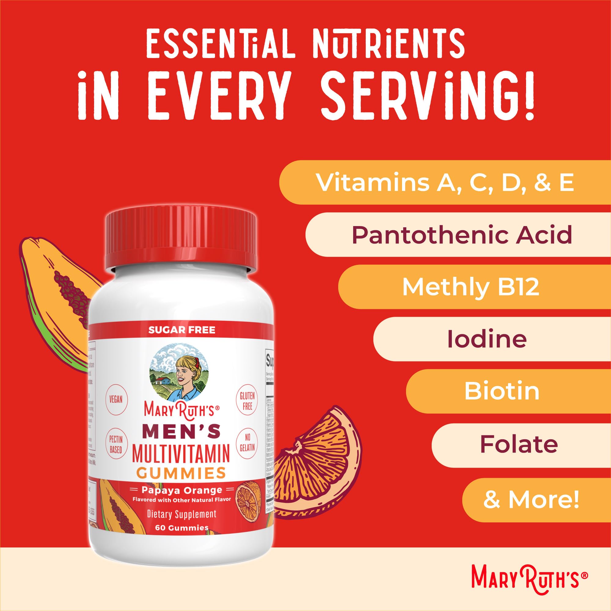 MaryRuth Organics Men's Multivitamin Gummies, 60 Count