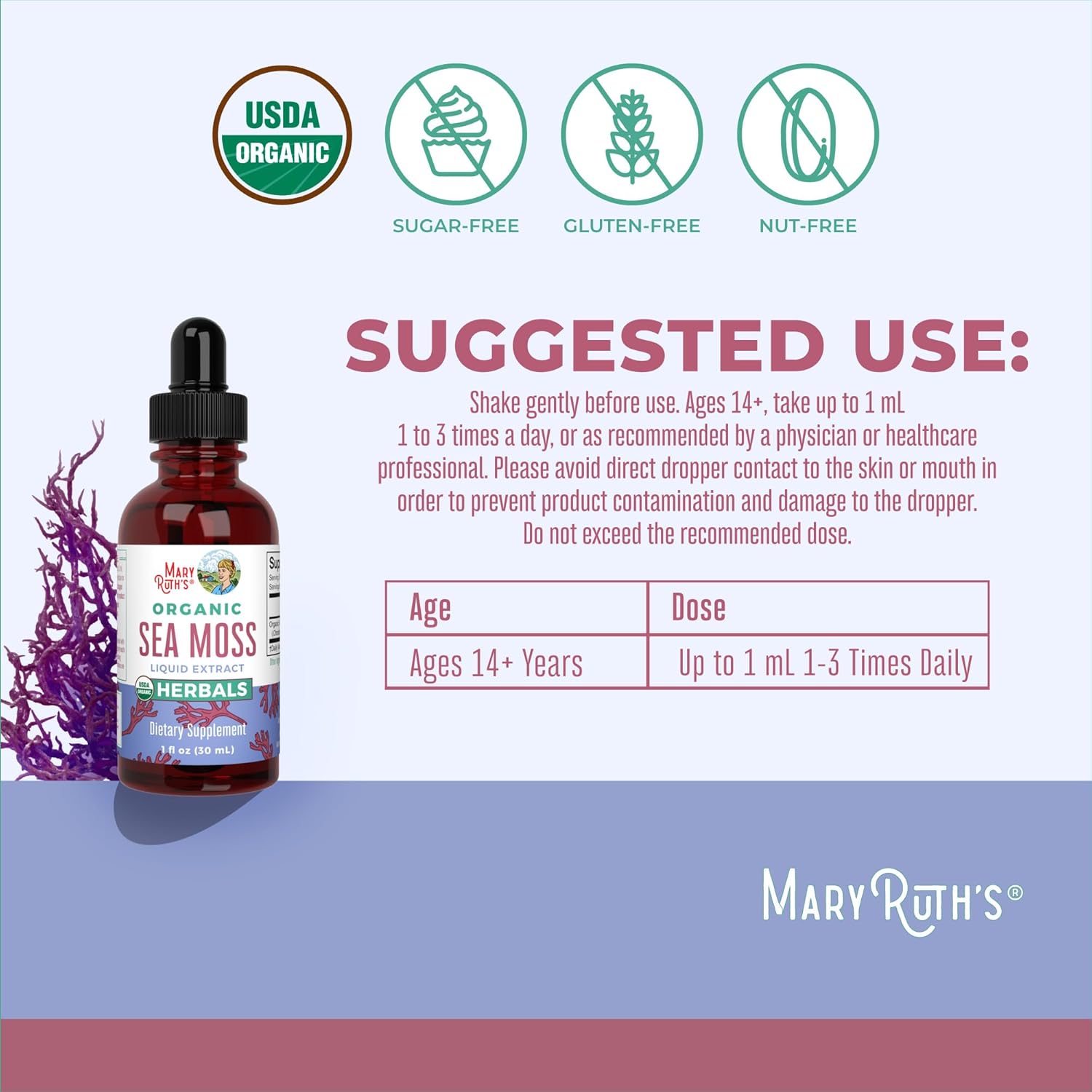 MaryRuth Organics Irish Sea Moss Liquid Drops, 1 Fl Oz