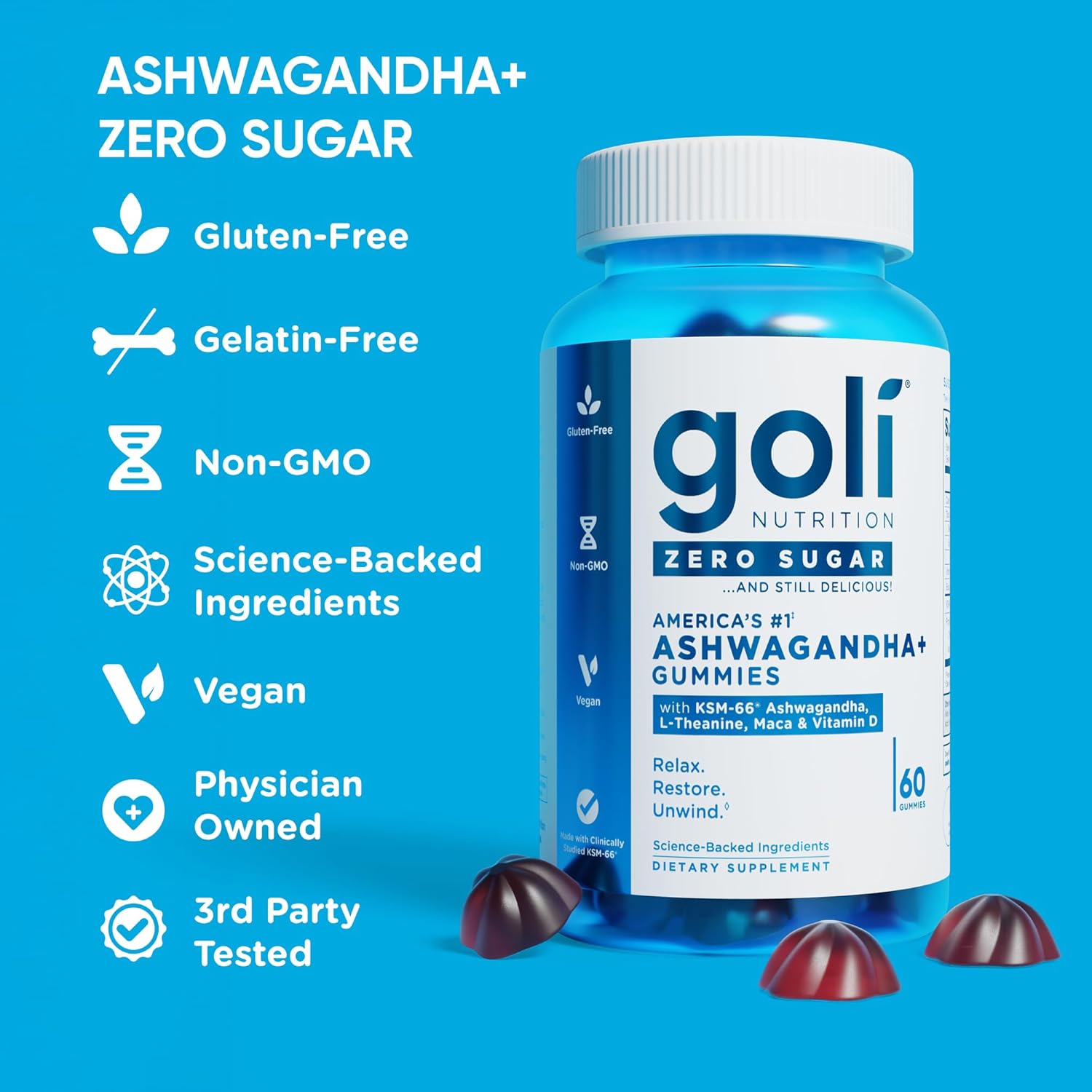 Goli Zero Sugar Ashwagandha, 60 Gummies