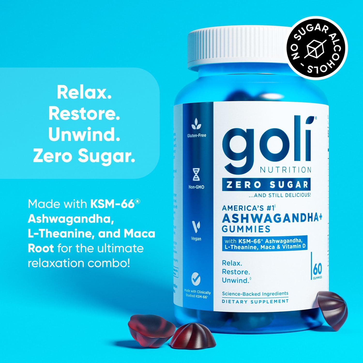 Goli Zero Sugar Ashwagandha, 60 Gummies
