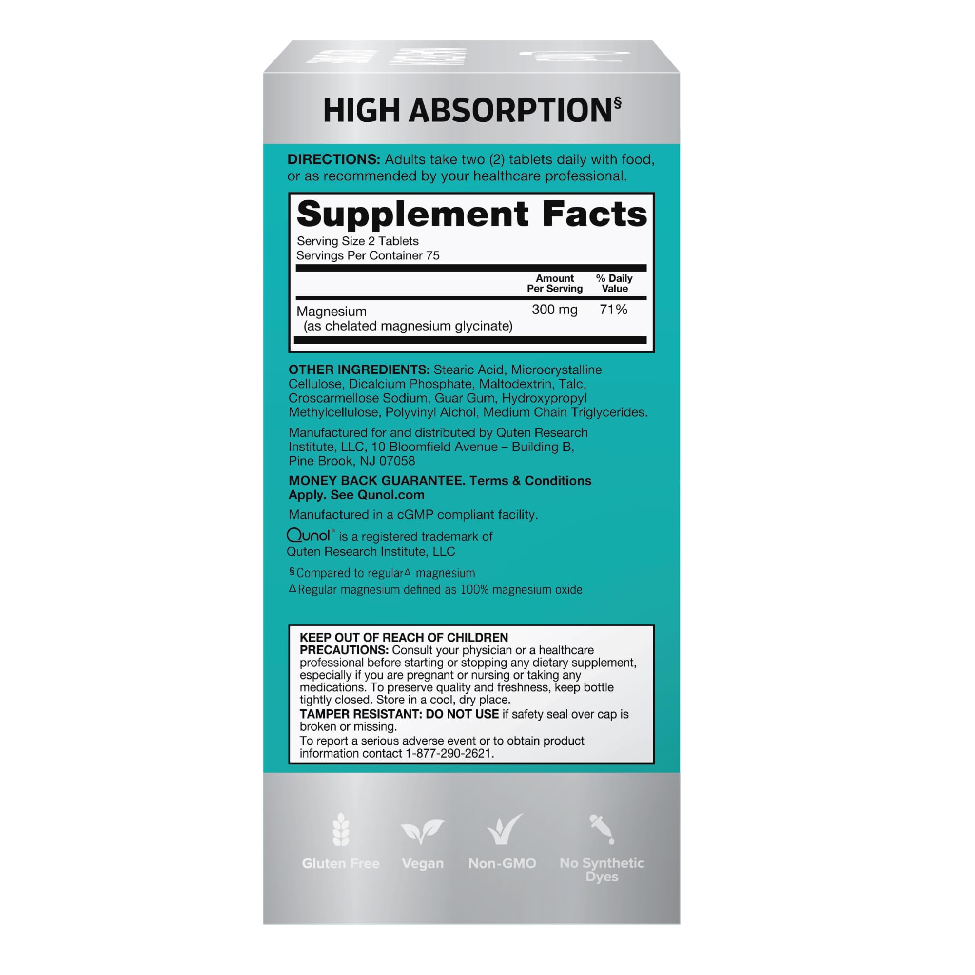 Qunol Magnesium Glycinate, 300mg