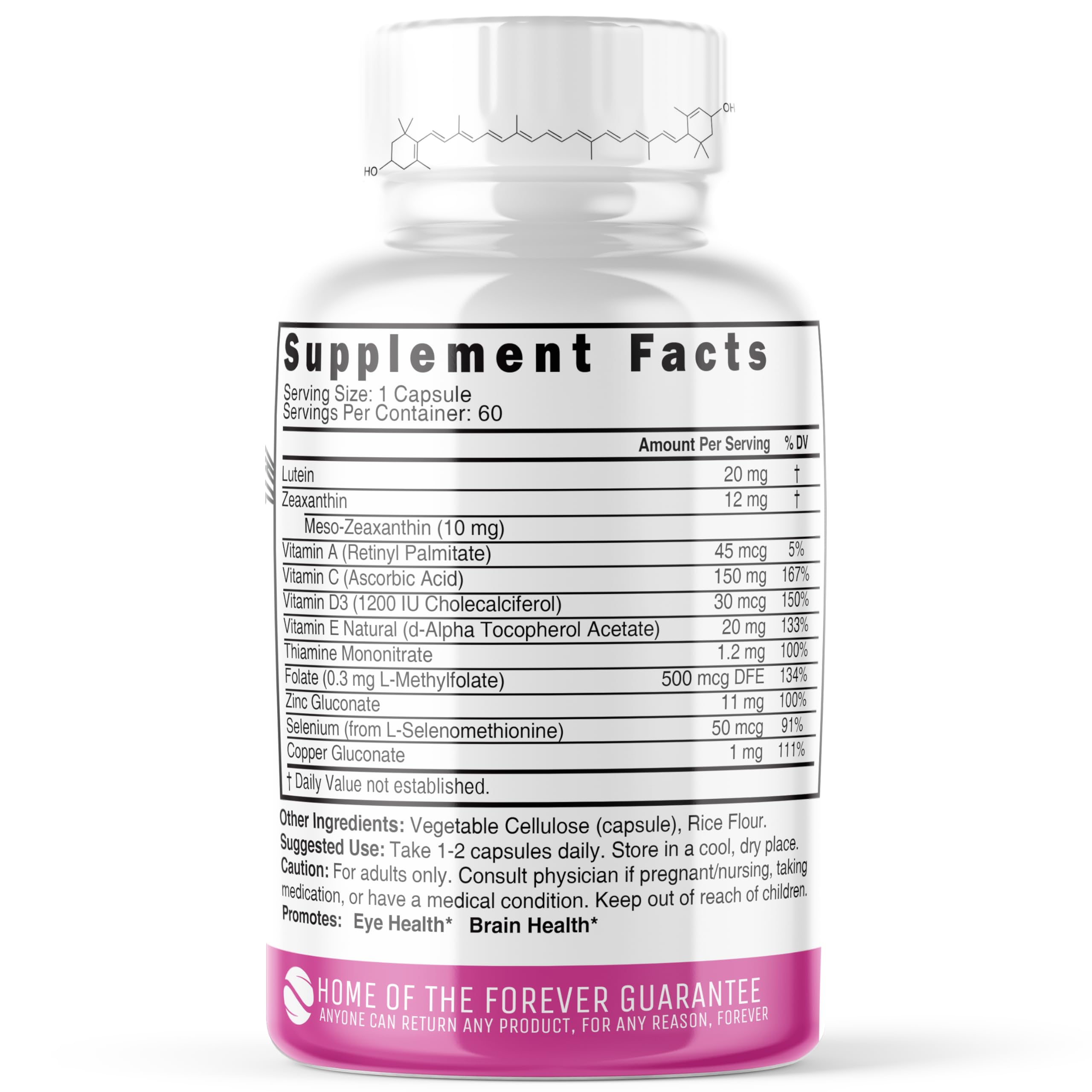 Nutri Lutein, Zeaxanthin & Mesozeaxanthin Vision Complex With Zinc 20/12 Mg, 60 Capsules