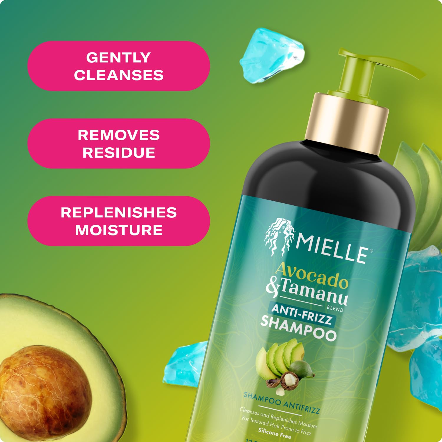 Mielle Organics Avocado & Tamanu Anti-Frizz Shampoo, 12oz