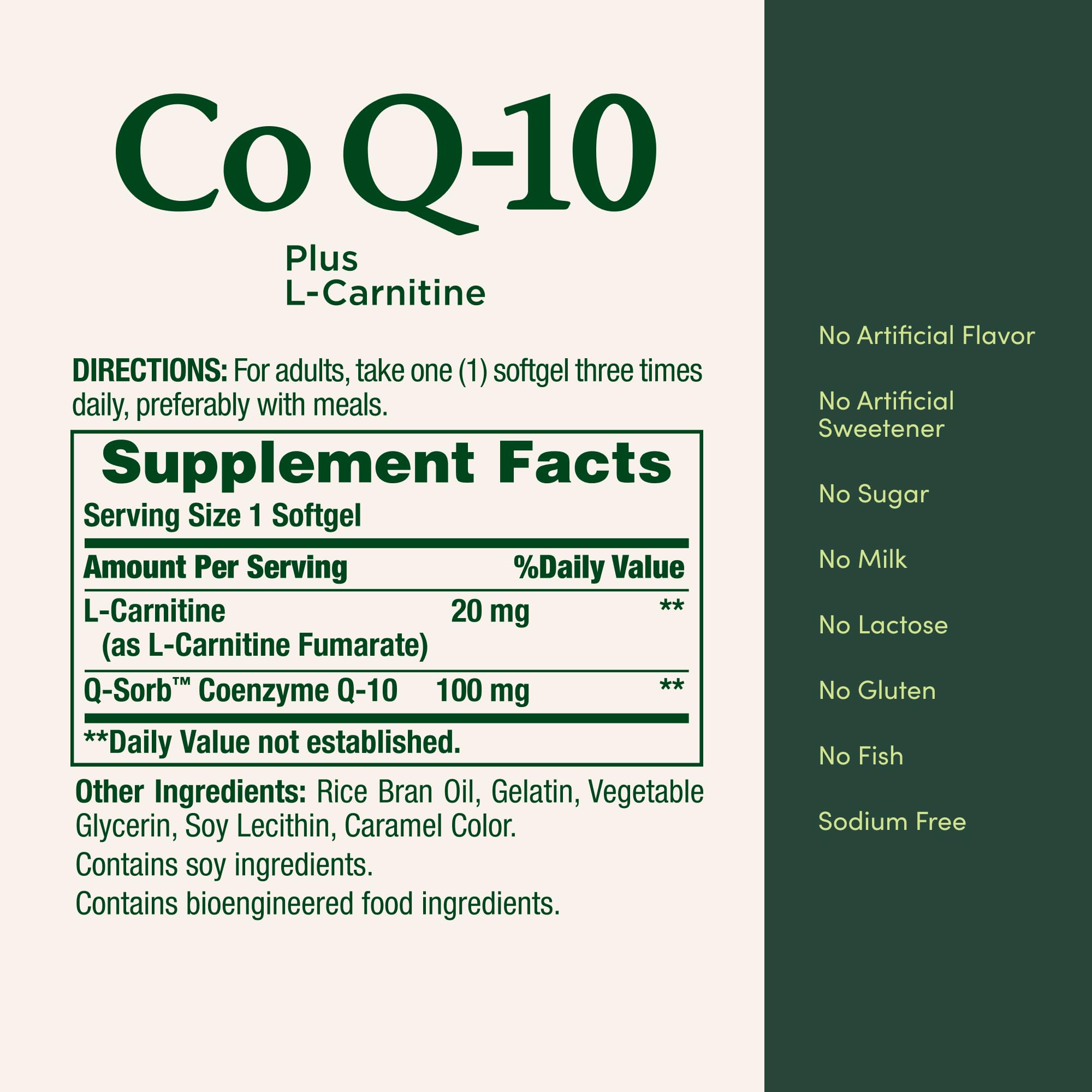 Nature's Bounty CoQ10, 100mg Plus L-Carnitine