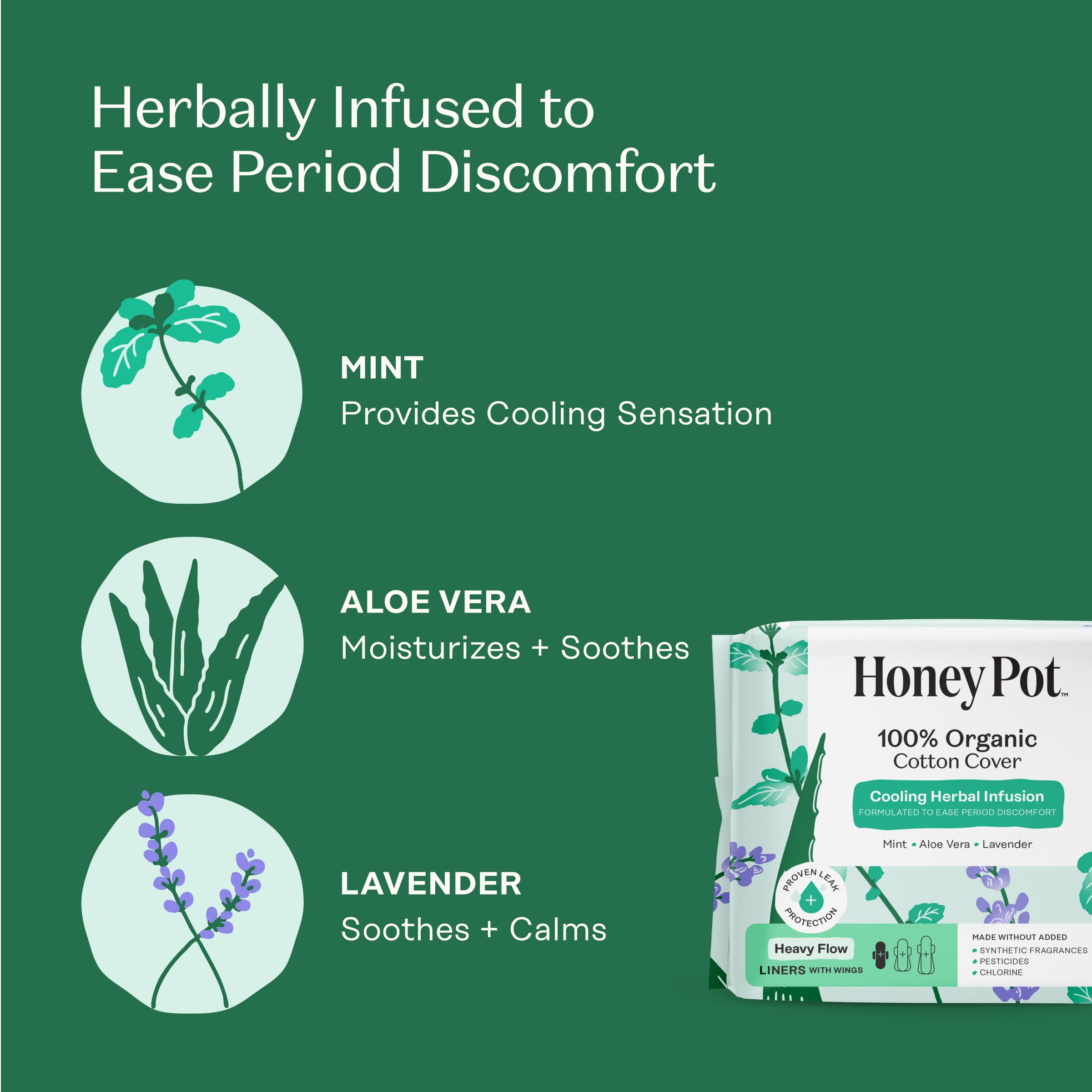 The Honey Pot Company Cooling Herbal Infusion Liners w/Wings