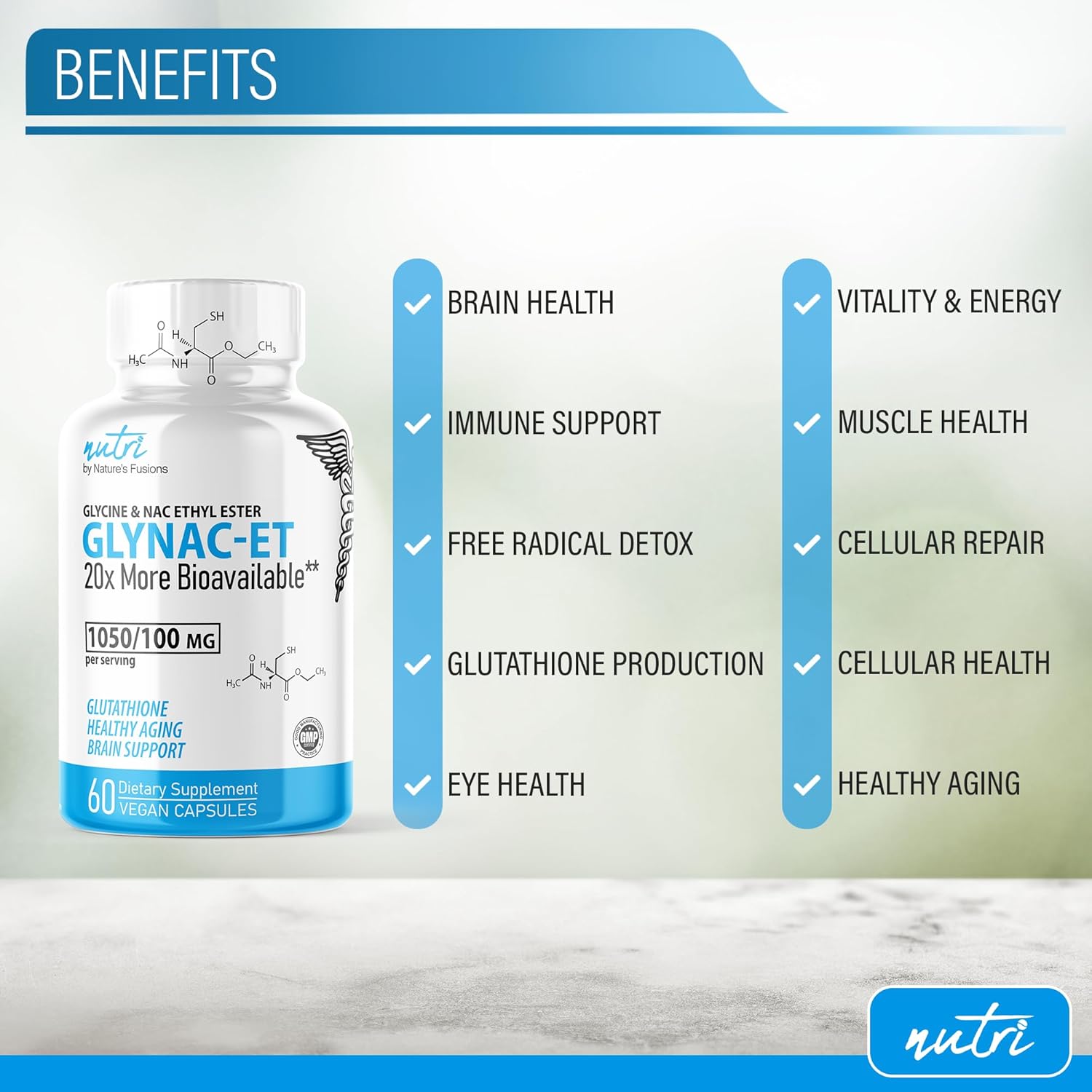 Nutri GlyNACET (Glycine W/ NAC Ethyl Ester, Molybdenum & Selenium) 1050/100mg, 60 Capsules