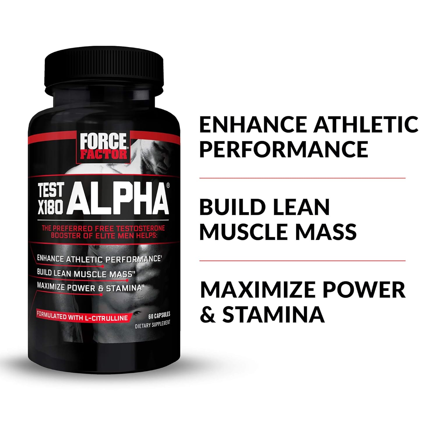 Force Factor Test X180 Alpha Total Testosterone Booster, 60 Capsules