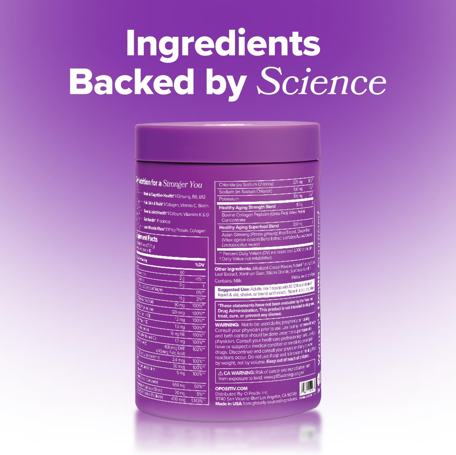 O Positiv MENO Healthy Aging Collagen & Protein Powder, Chocolate Brownie - 9.39oz