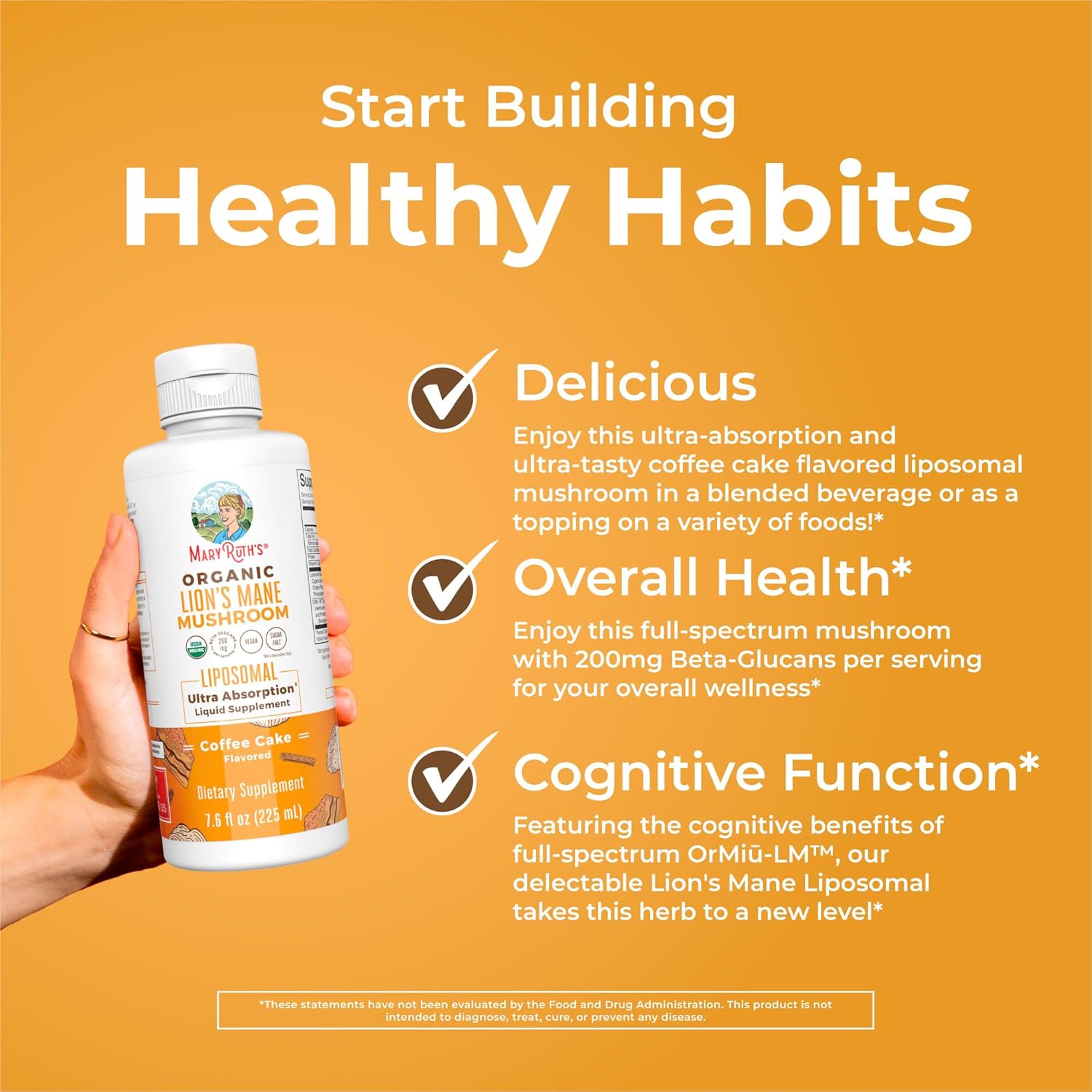 MaryRuth Organics Lions Mane Supplement, 7.6 oz