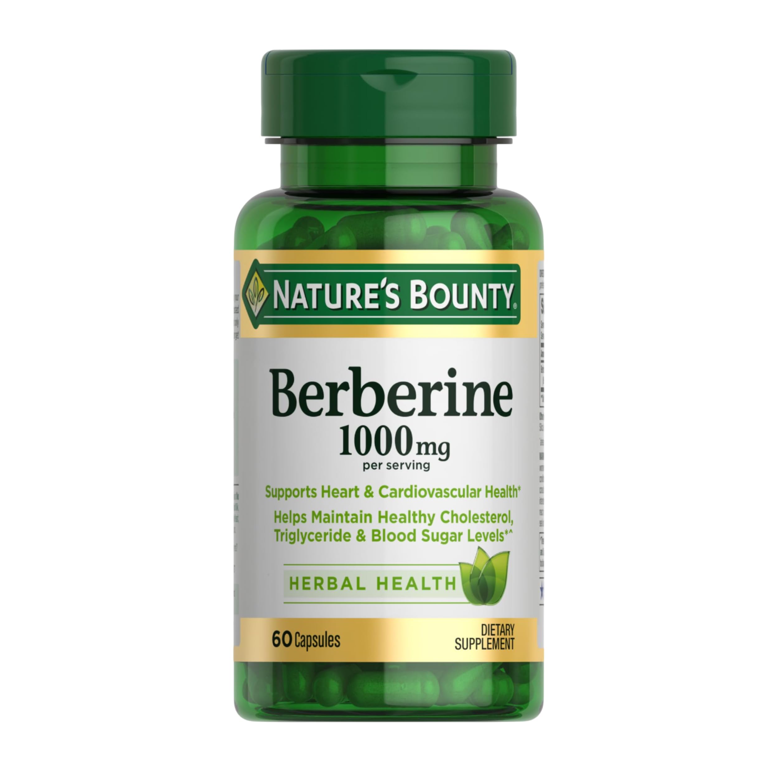 Nature’s Bounty Berberine 1000mg Capsules, 60 Count