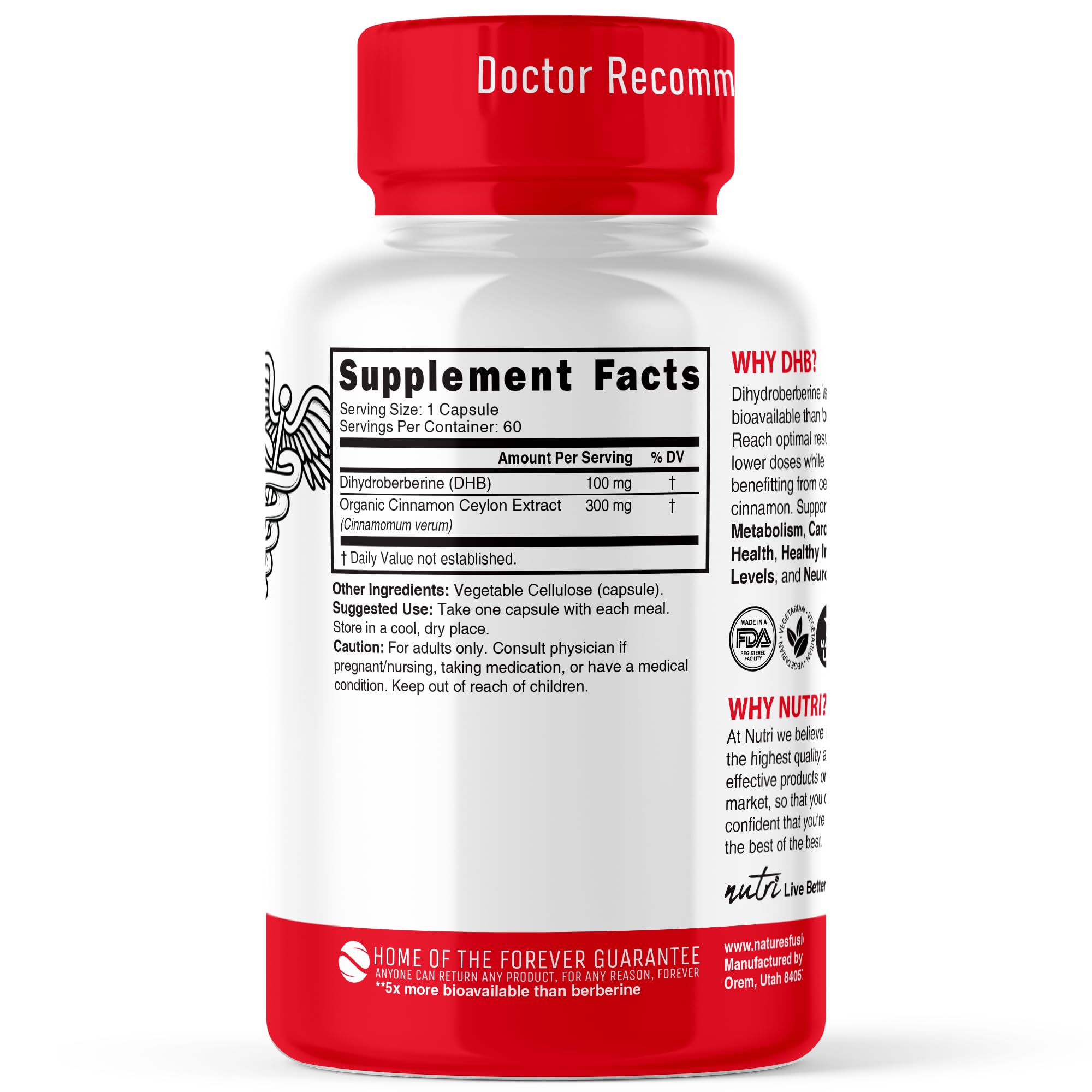 Nutri Dihydroberberine+ Supplement With Ceylon Cinnamon 100mg, 60 Capsules