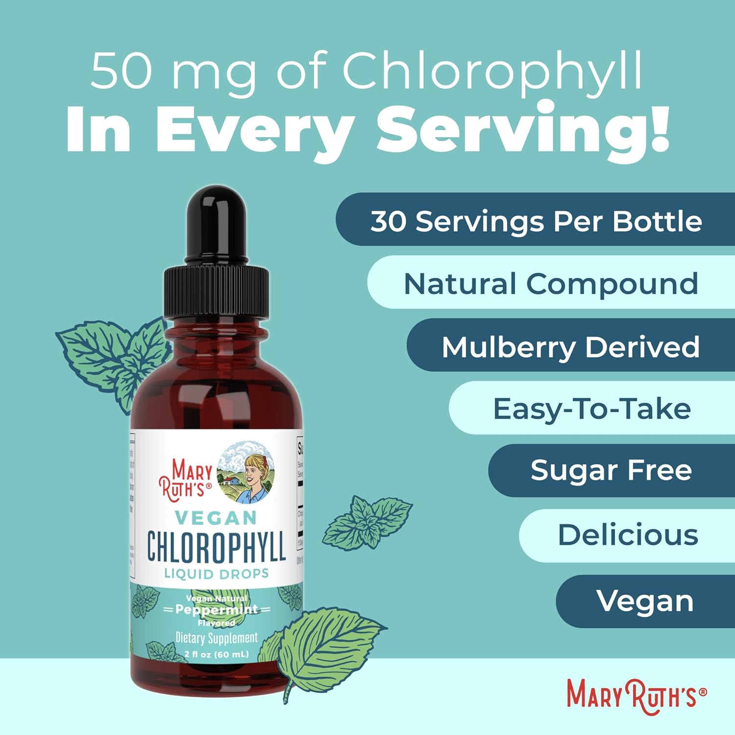 MaryRuth's Organics Vegan Liquid Chlorophyll Drops, 2 Fl Oz