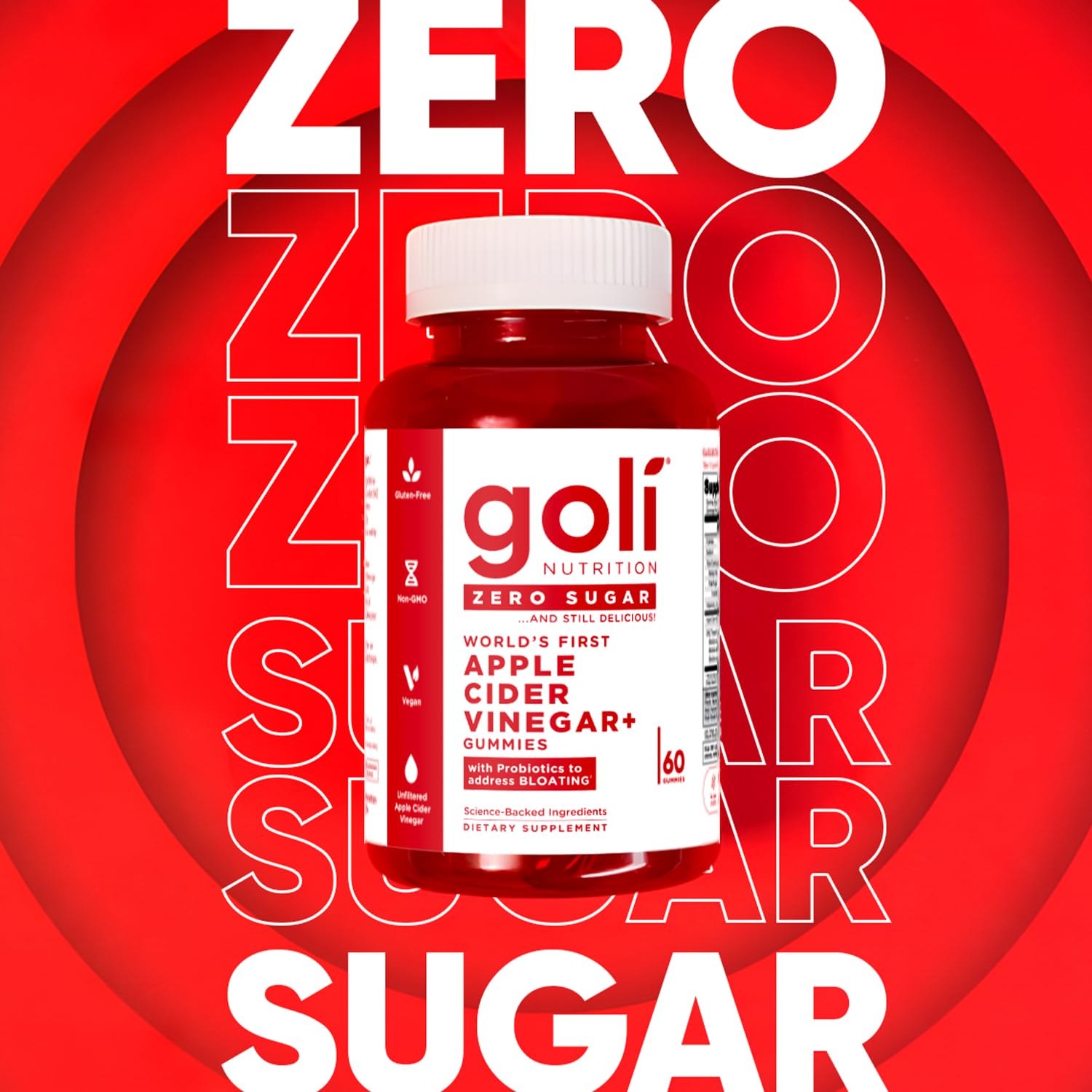 Goli Zero Sugar Apple Cider Vinegar, 60 Gummies