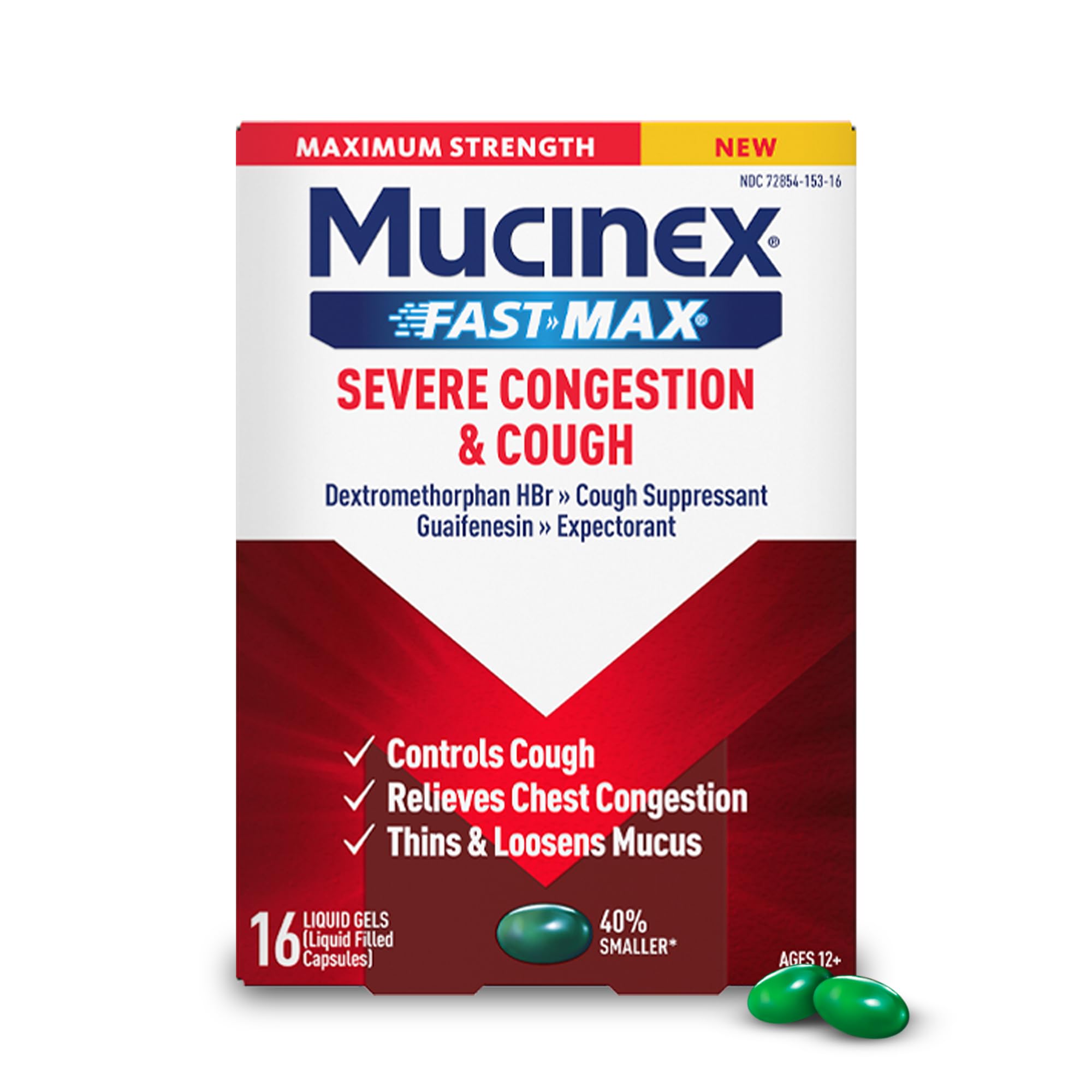 Mucinex Fast-Max Severe Congestion & Cough, Maximum Strength, 16 Liquid Gels