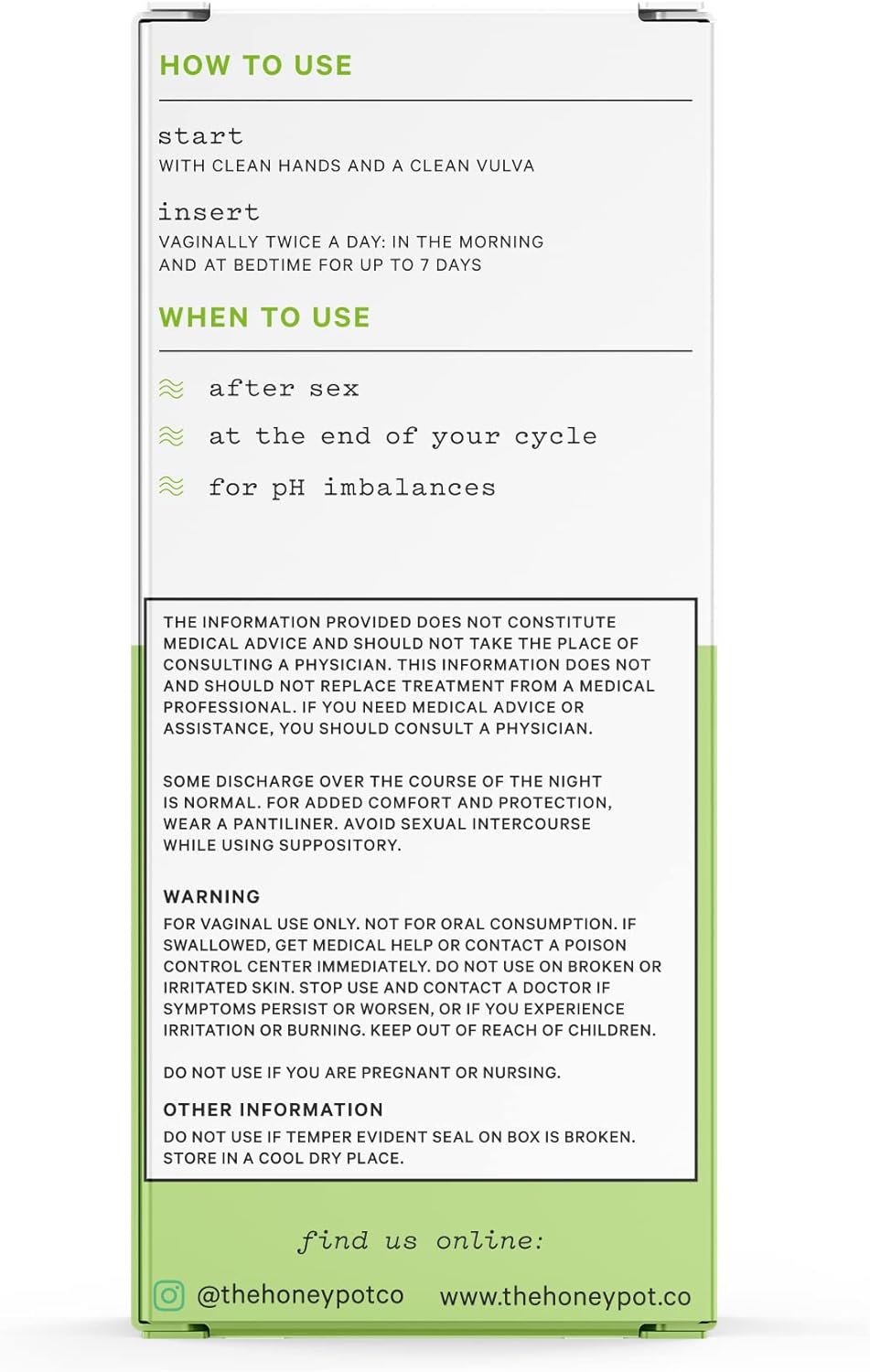 The Honey Pot Company Boric Acid & Herbs Suppositories