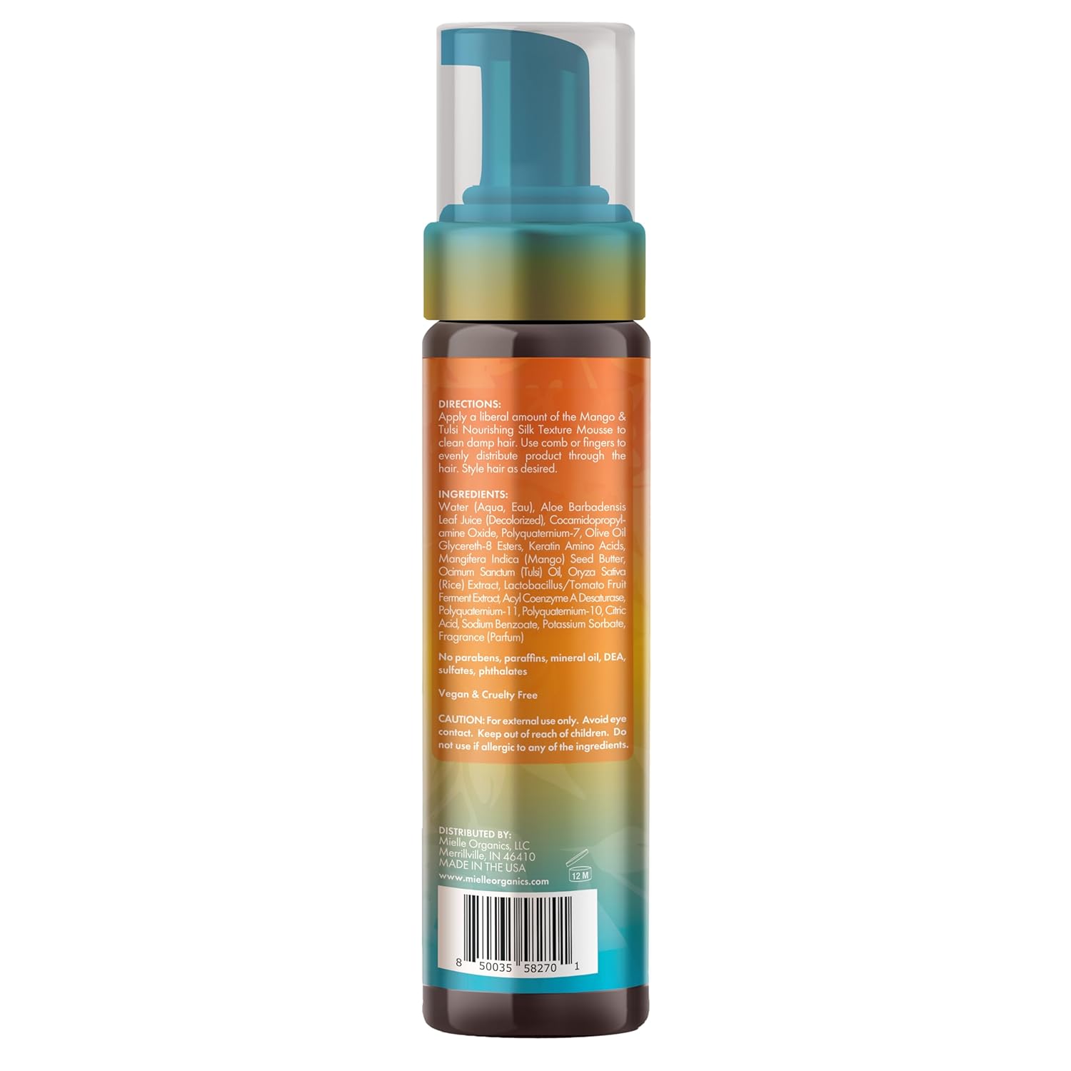 Mielle Organics Mango & Tulsi Nourishing Silk Texture Hair Mousse, 7.5 Fl Oz