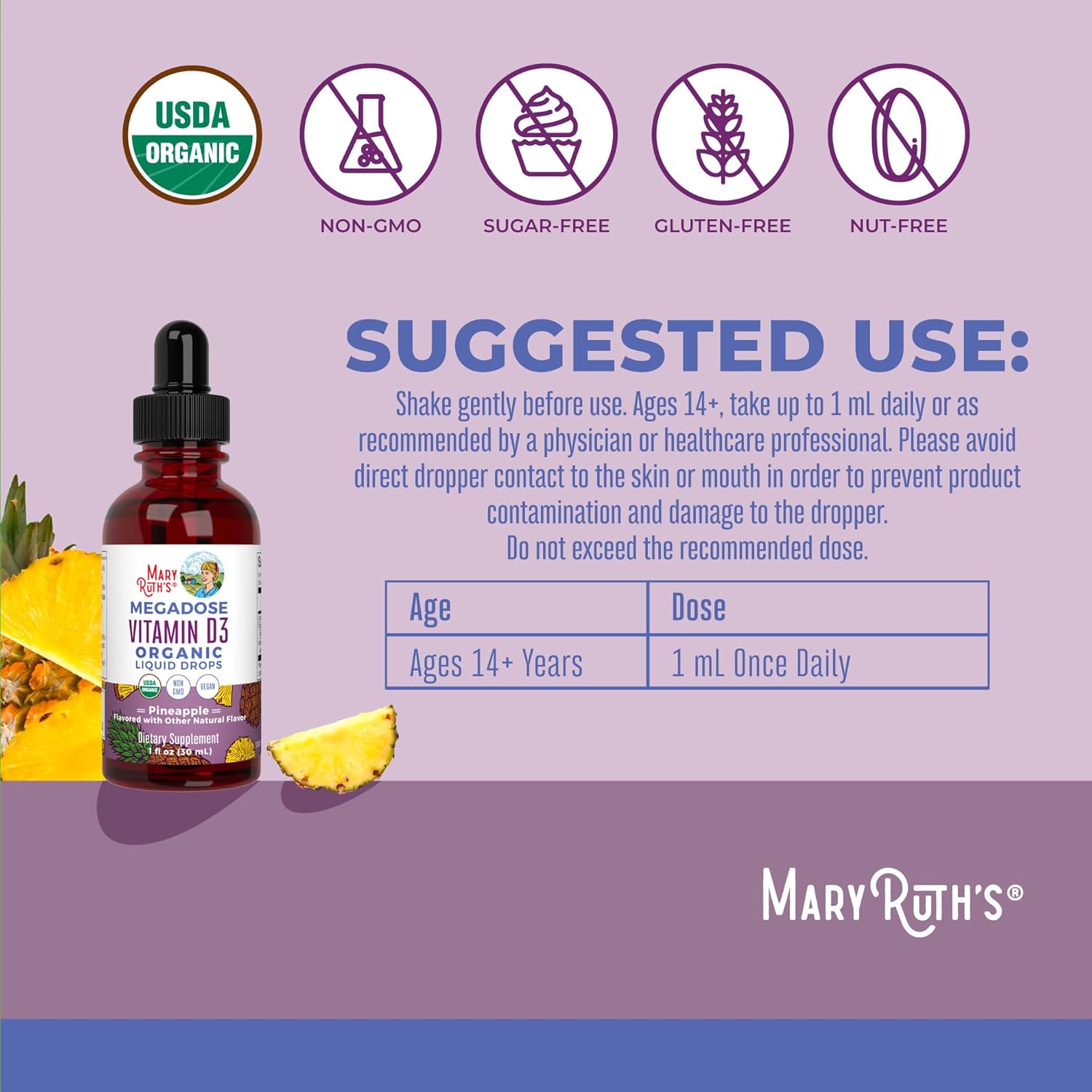 MaryRuth Organics Vitamin D3 Liquid Drops Megadose 4000 IU, 30 Servings