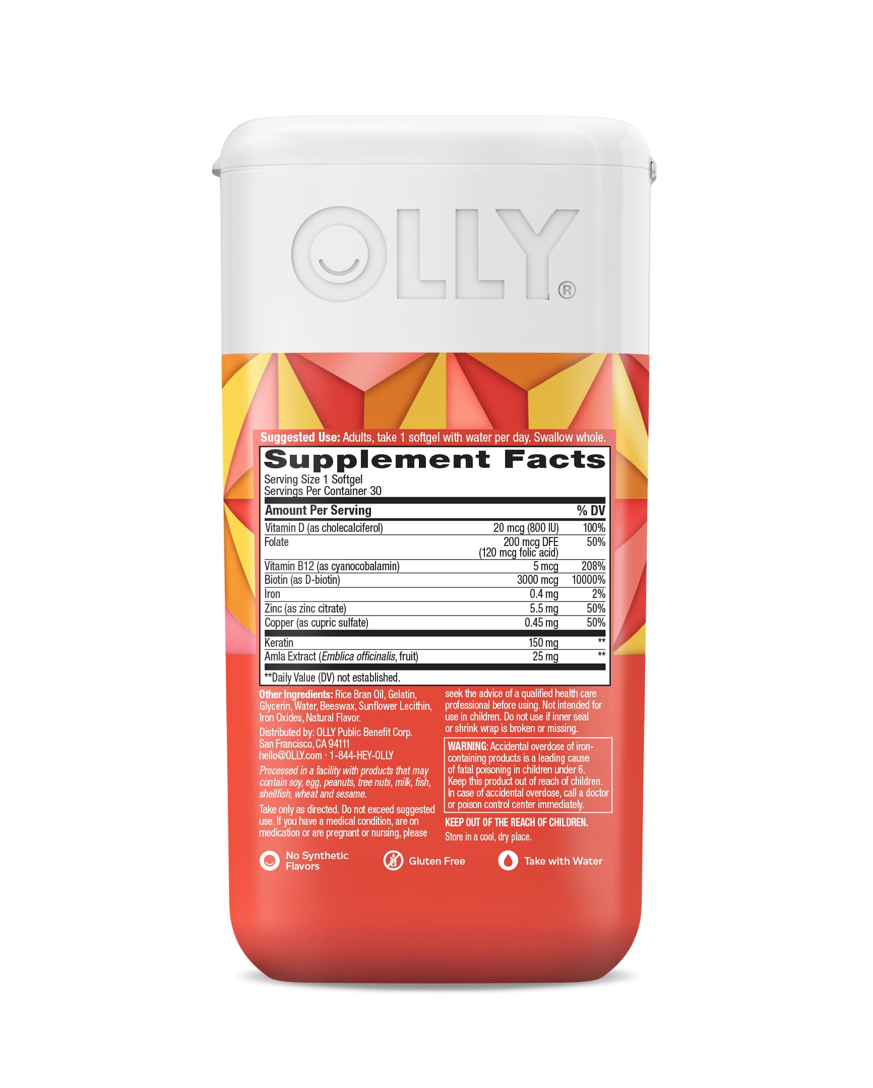OLLY Ultra Strength Hair, 30 Softgels