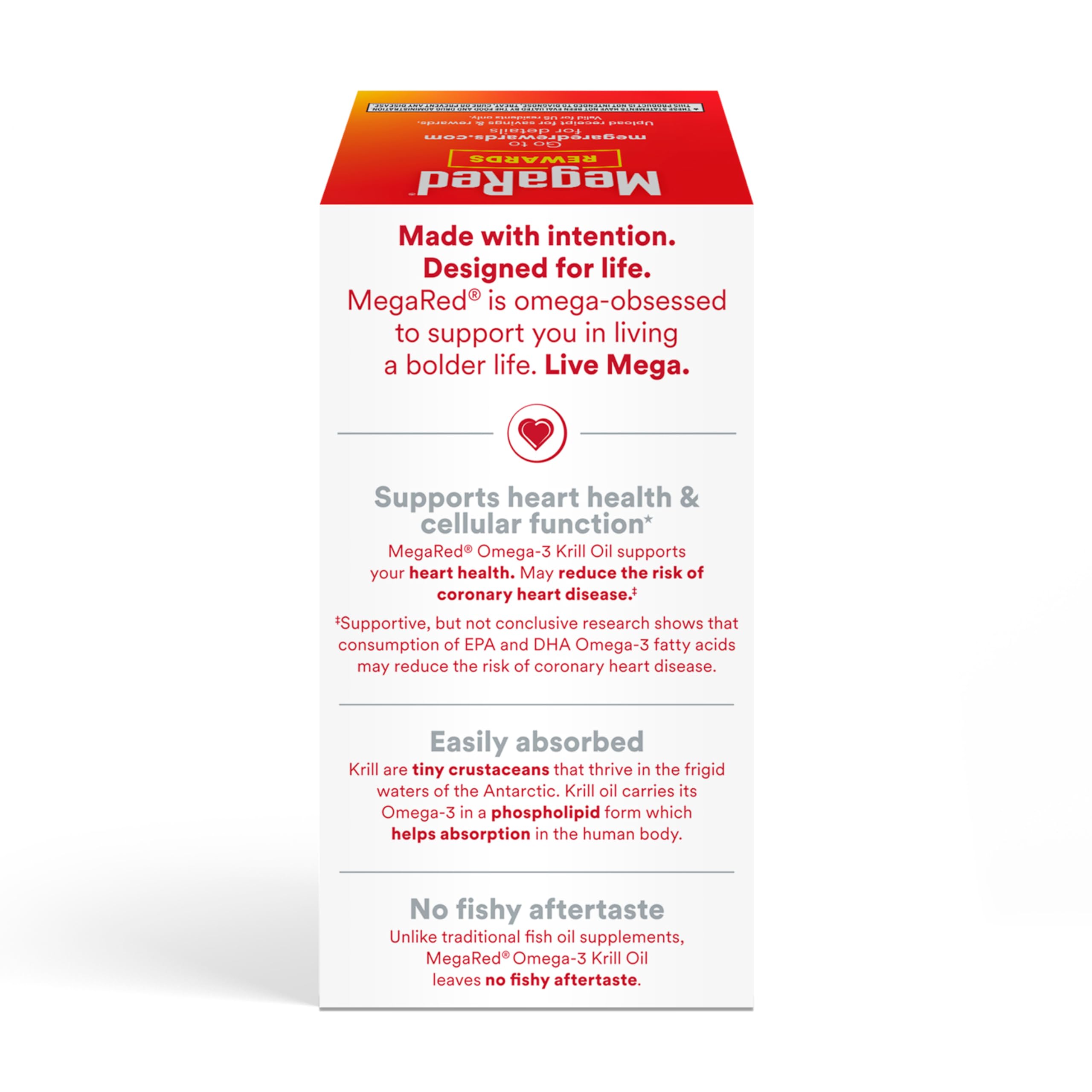 MegaRed Antarctic Krill Oil 500mg Omega 3 Fatty Acid Supplement, Extra Strength EPA & DHA Krill Oil Softgels (90cnt Box), Astaxanthin, Heart Health Supplement with No Fish Oil Aftertaste