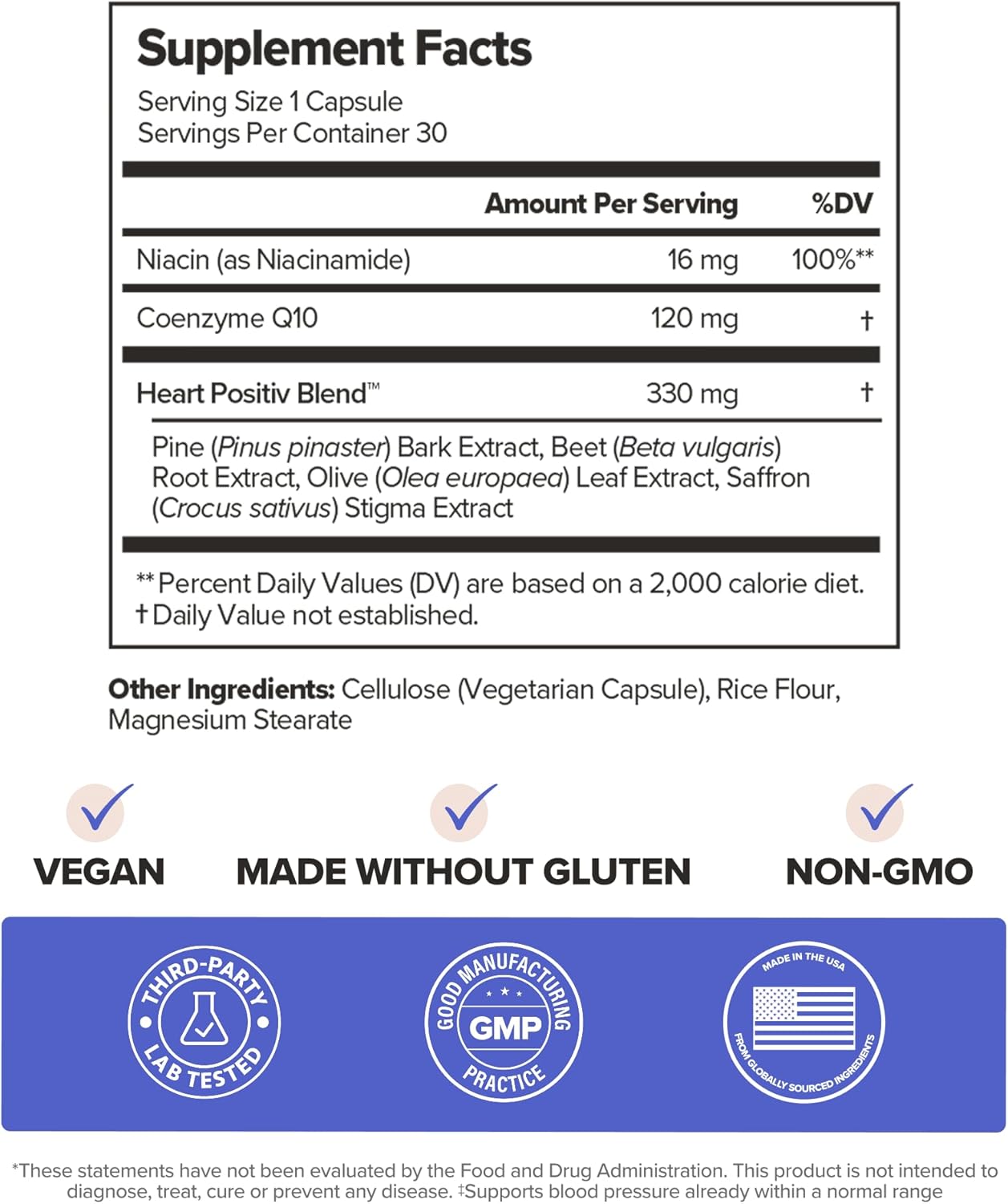 O Positiv MENO Heart + Blood Pressure Support, 30 Capsules