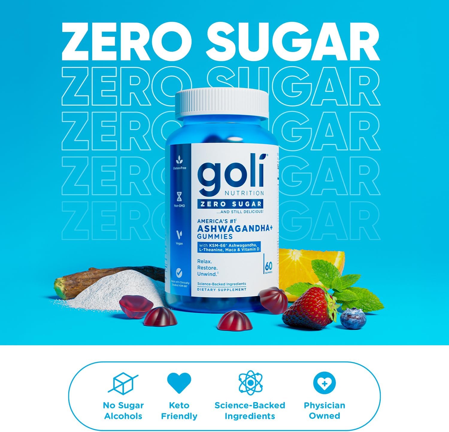 Goli Zero Sugar Ashwagandha, 60 Gummies