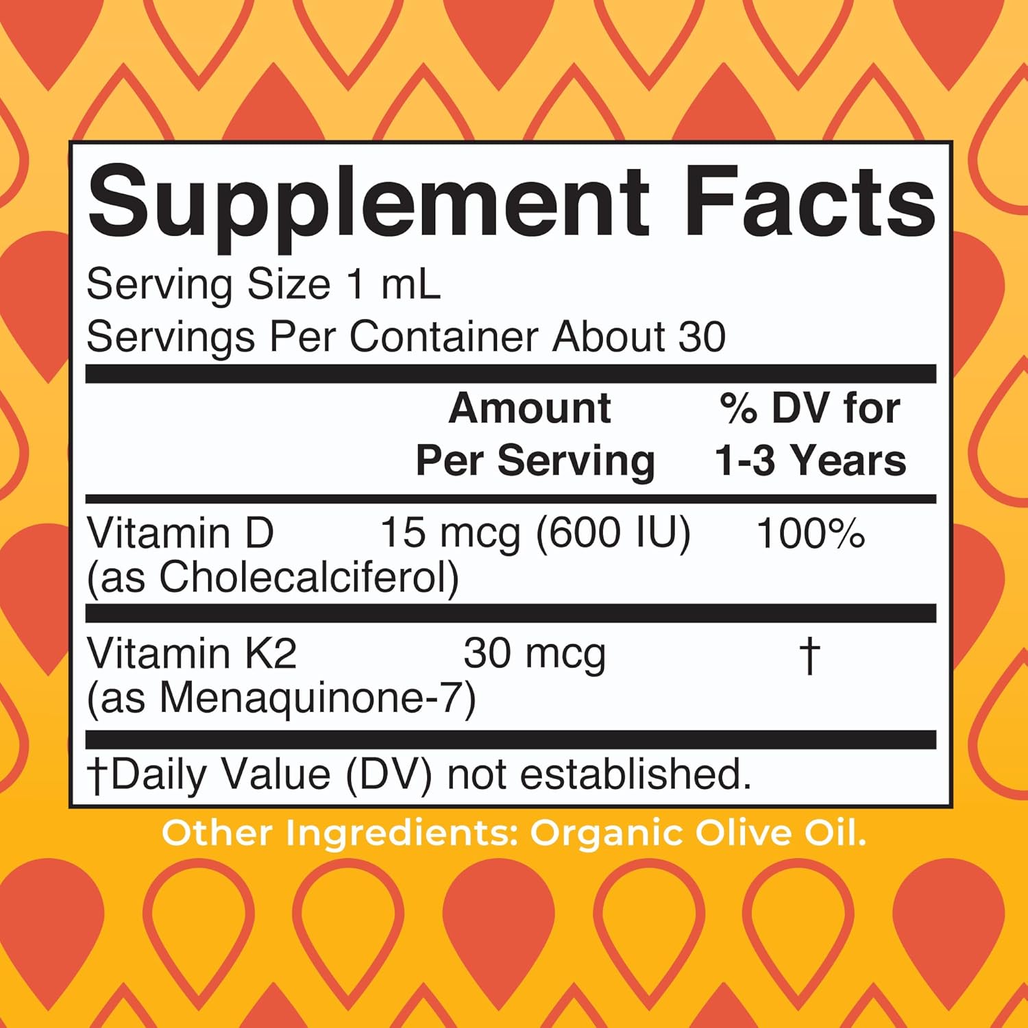 MaryRuth Organics Toddler Vitamin D3+K2 Liquid Drops, 1 Fl Oz