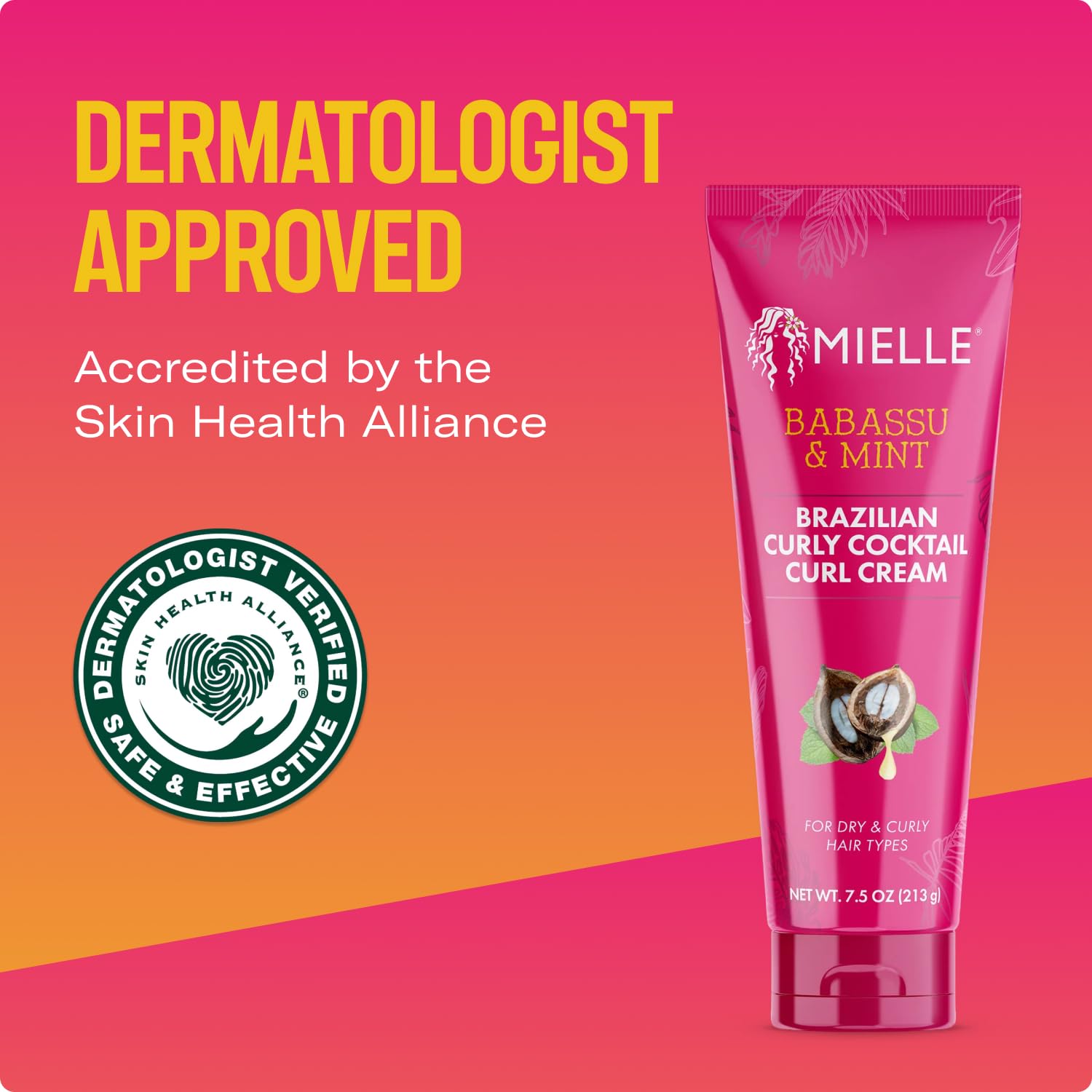Mielle Organics Babassu & Mint Brazilian Curly Cocktail Curl Cream, 7.5 oz