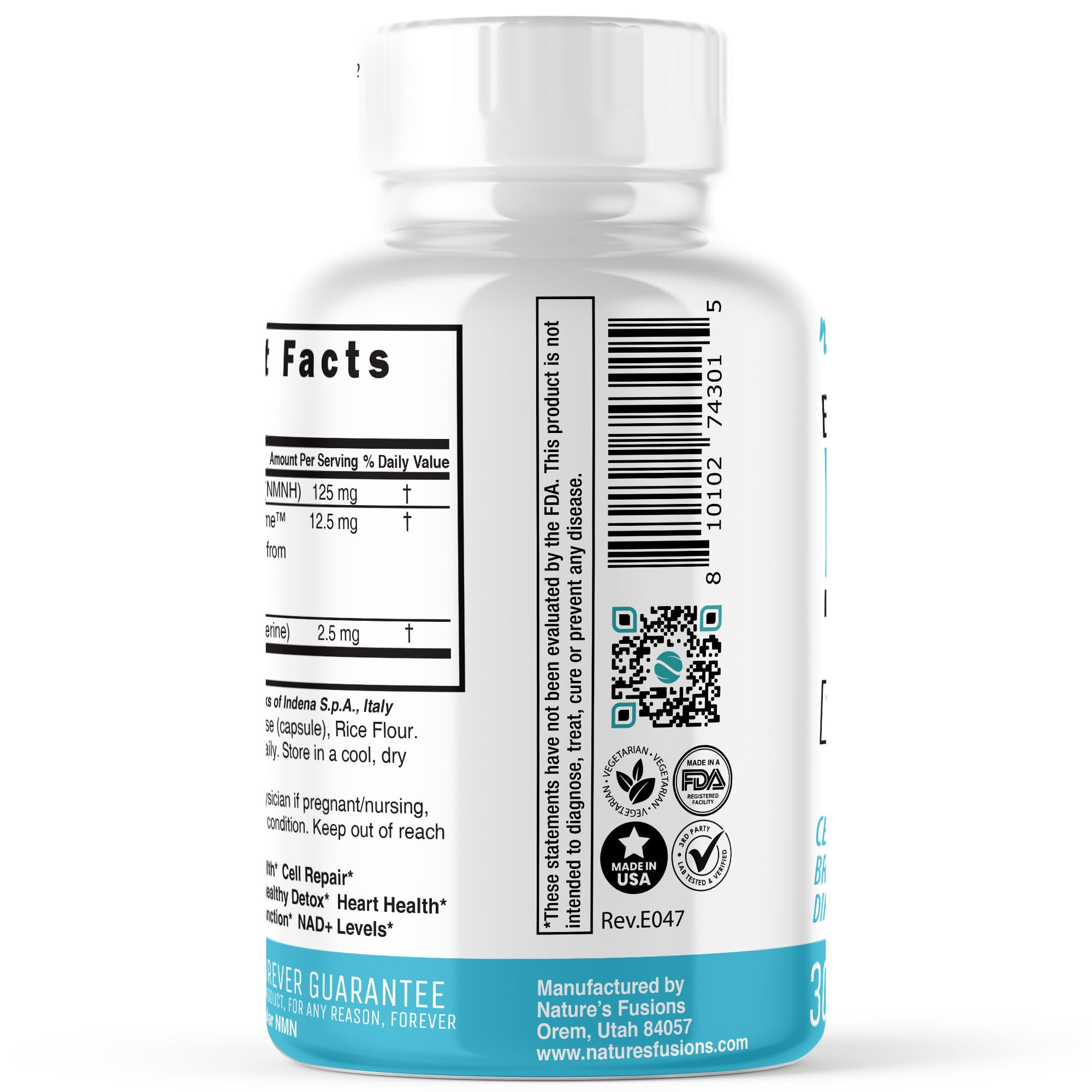 Nutri NMNH EXTRA Strength 125 Mg (Dihydronicotinamide Mononucleotide), 30 Capsules