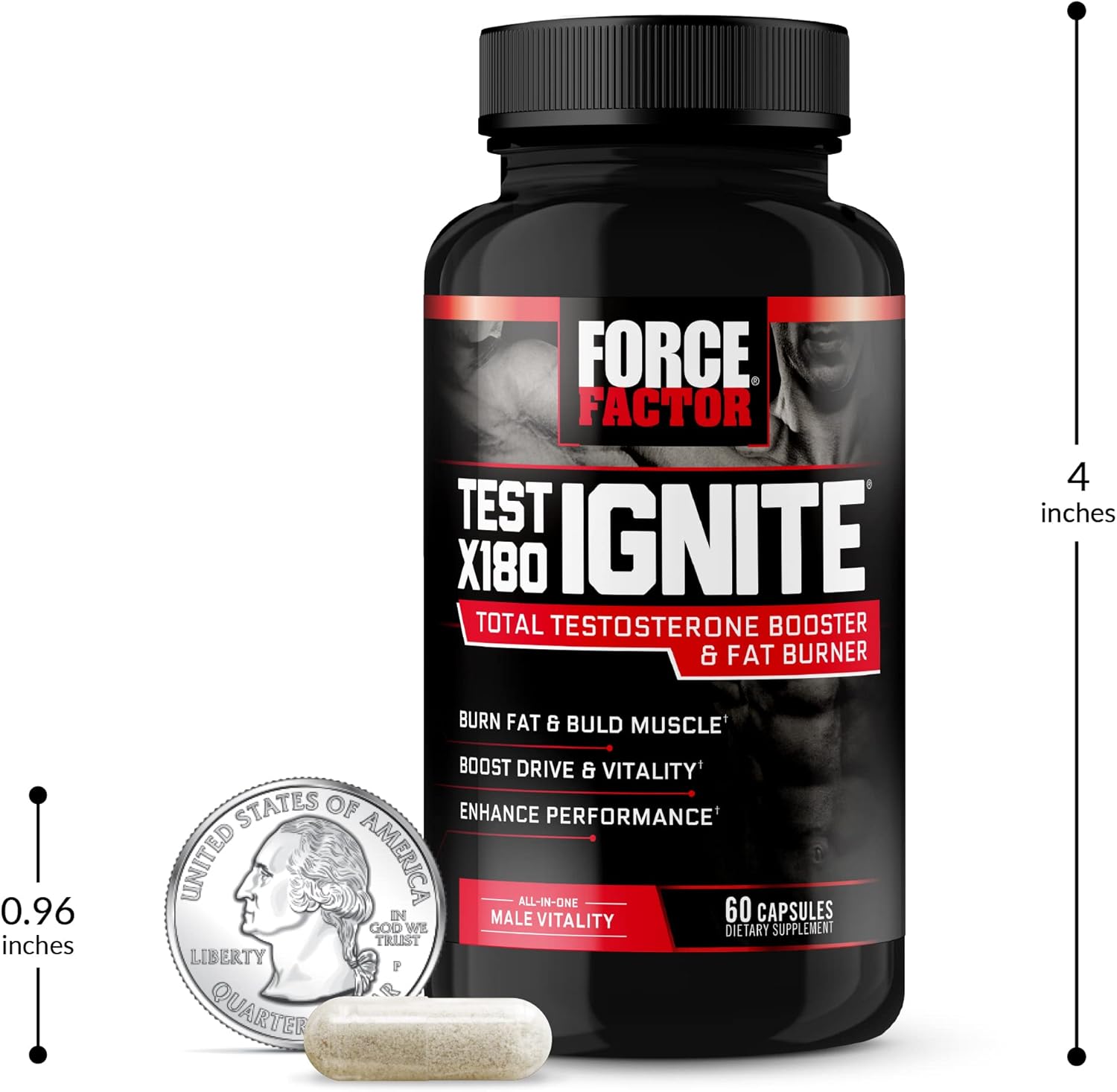 Force Factor Test X180 Ignite Total Testosterone Booster,  60 Count