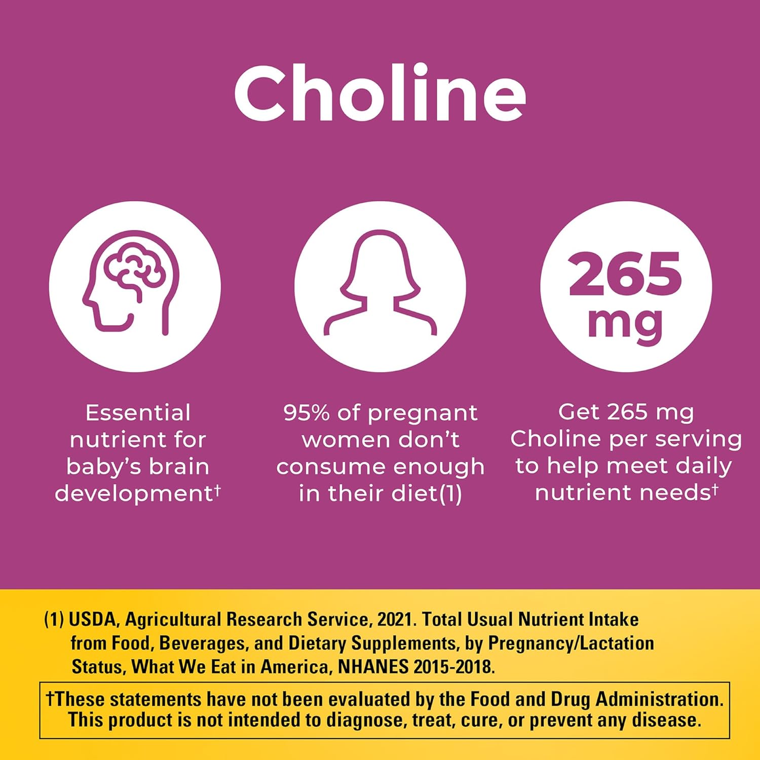 Nature Made Prenatal Vitamin Softgels + Choline Capsules, Folic Acid + DHA + Choline, 60 Capsules,