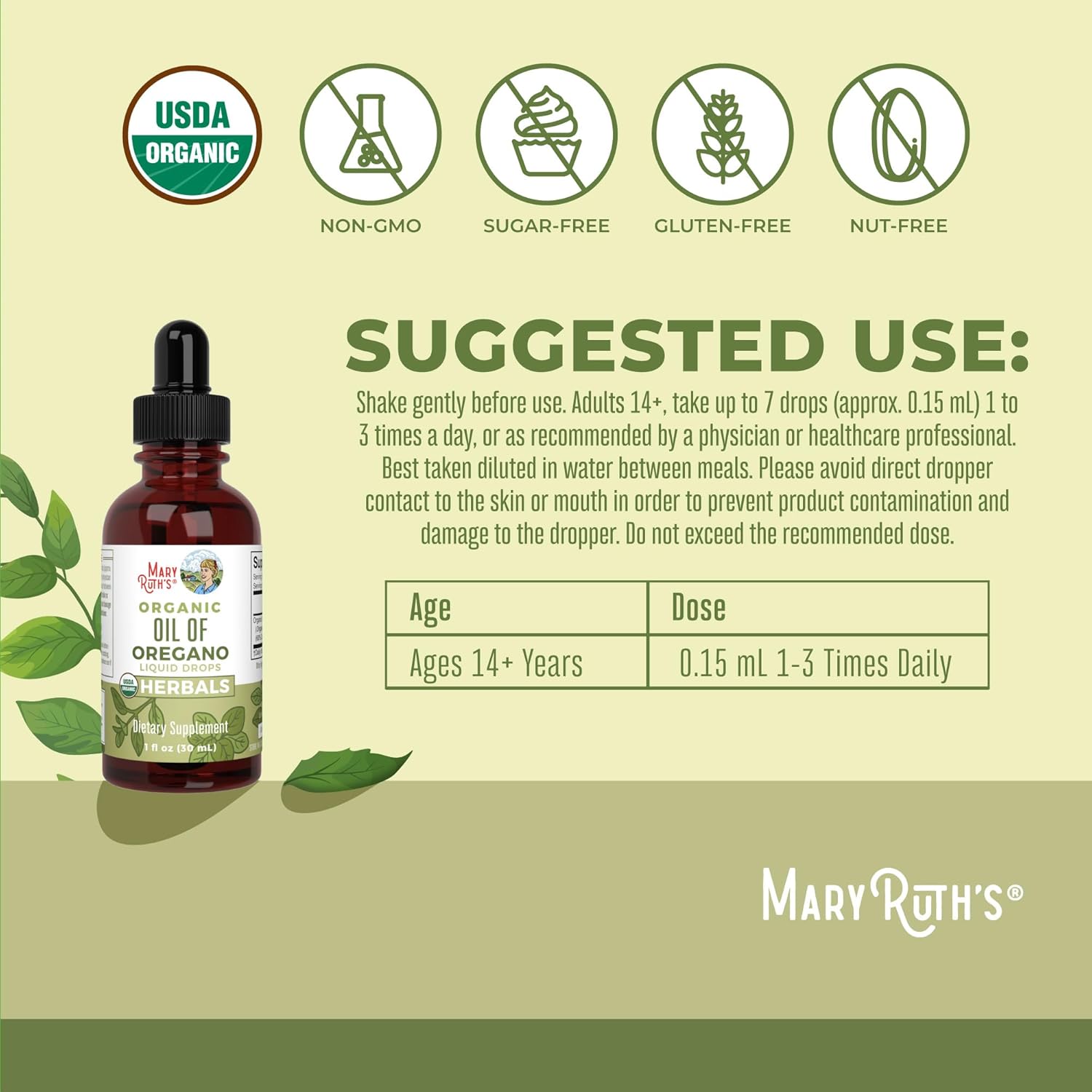 MaryRuth Organics Oregano Organic Oil Liquid Drops, 1 Fl Oz