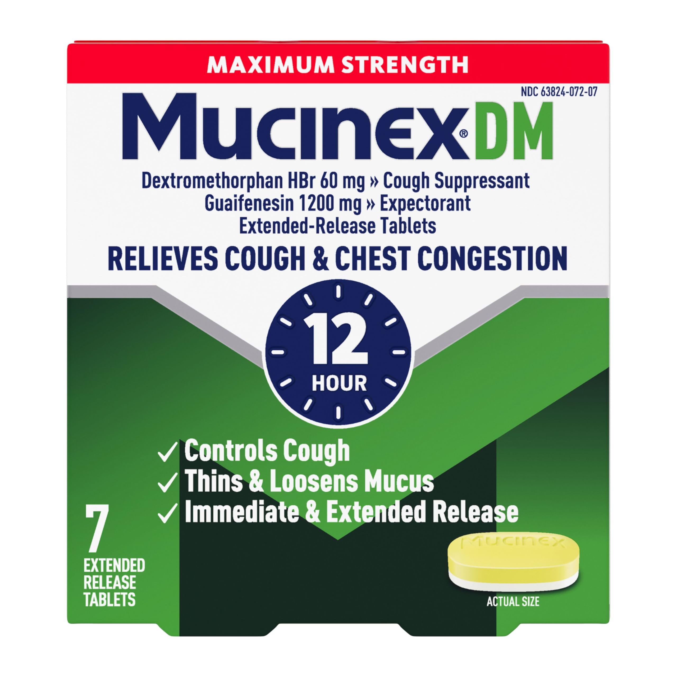 Mucinex DM 12 Hour Cough Suppressant and Expectorant, 28 ct