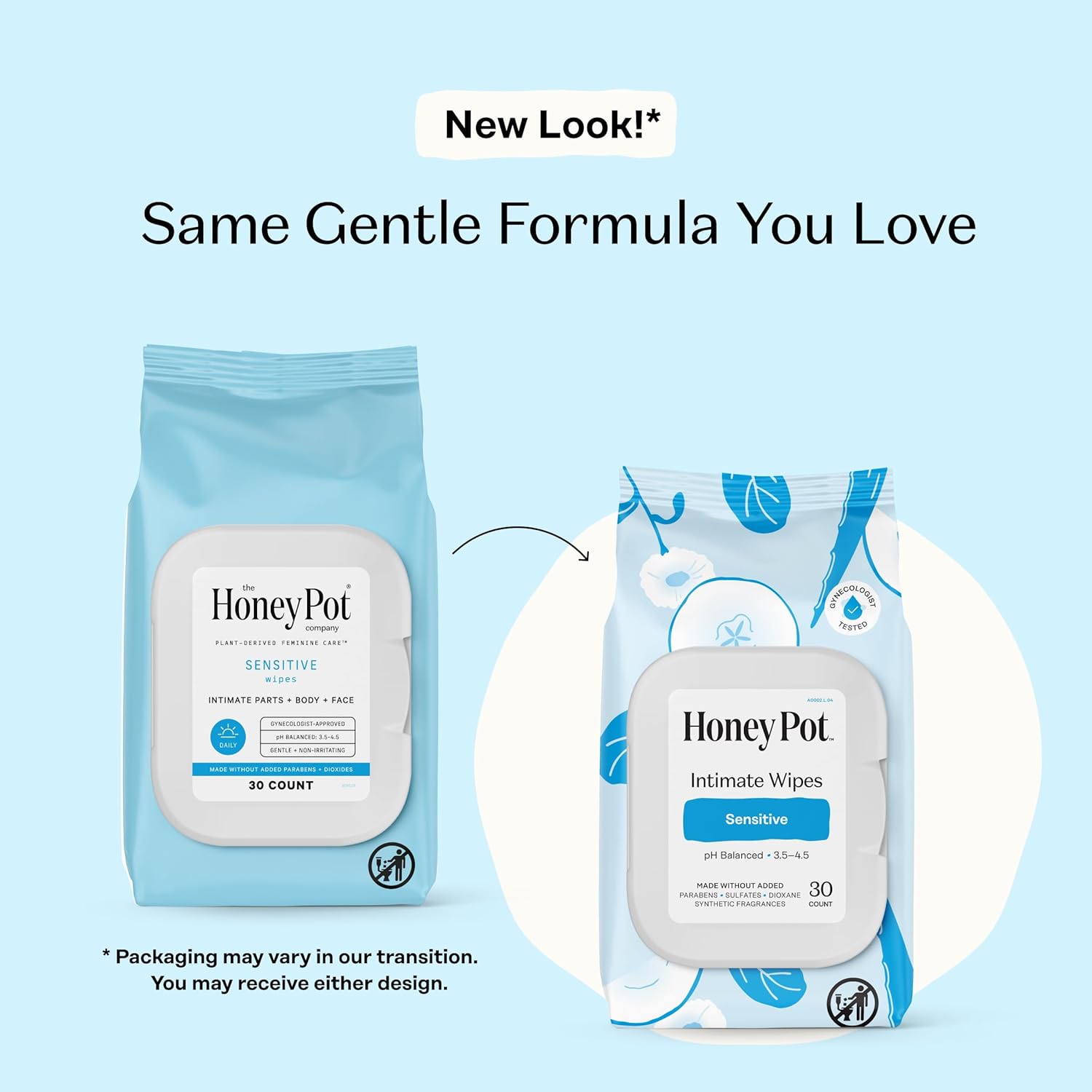 The Honey Pot Company Sensitive Intimate Wipes, 30 ct