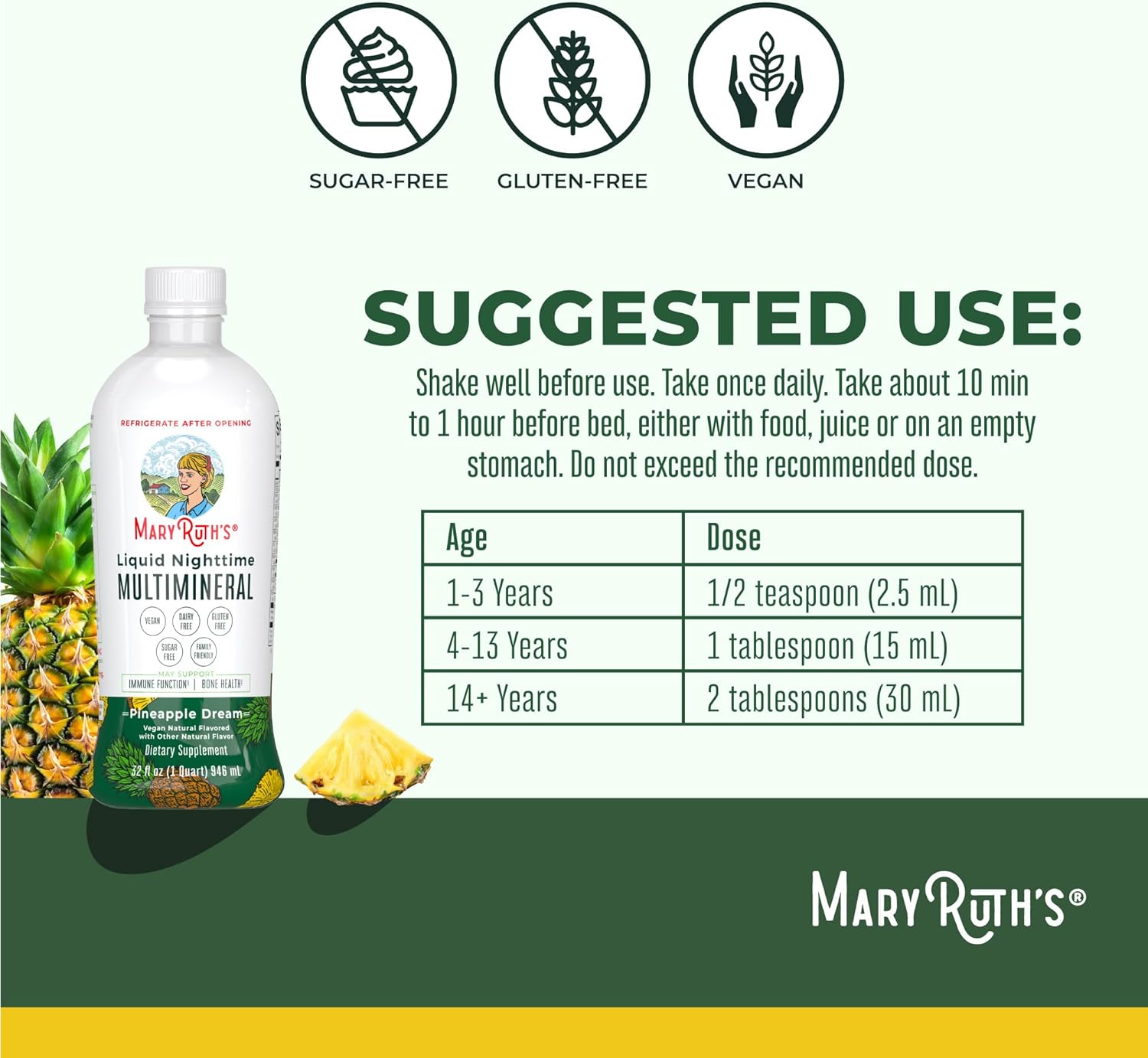 MaryRuth Organics Liquid Nighttime Multimineral, 32 Oz