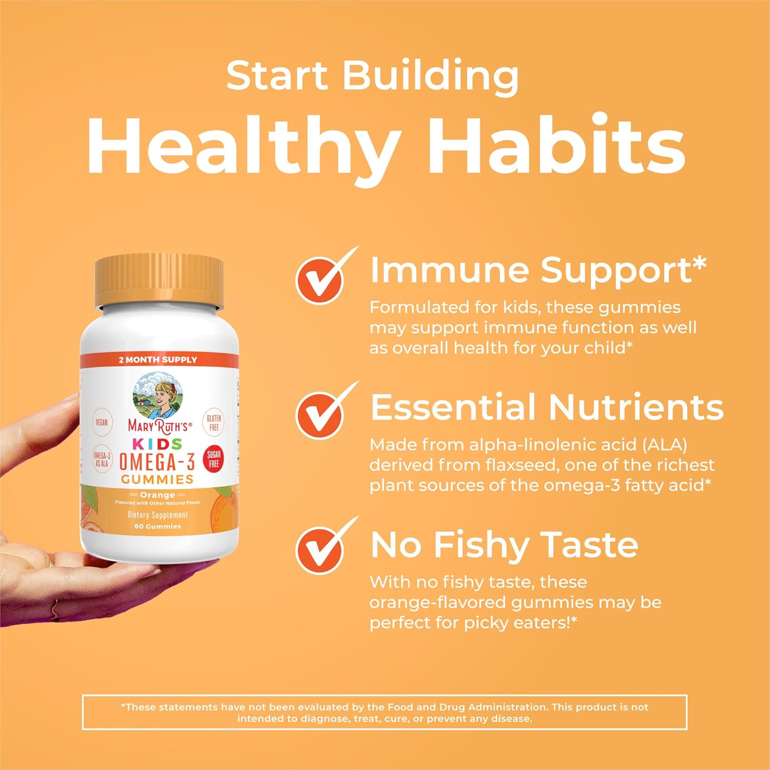 MaryRuth Organics Vegan Kids Omega-3, 60 Gummies
