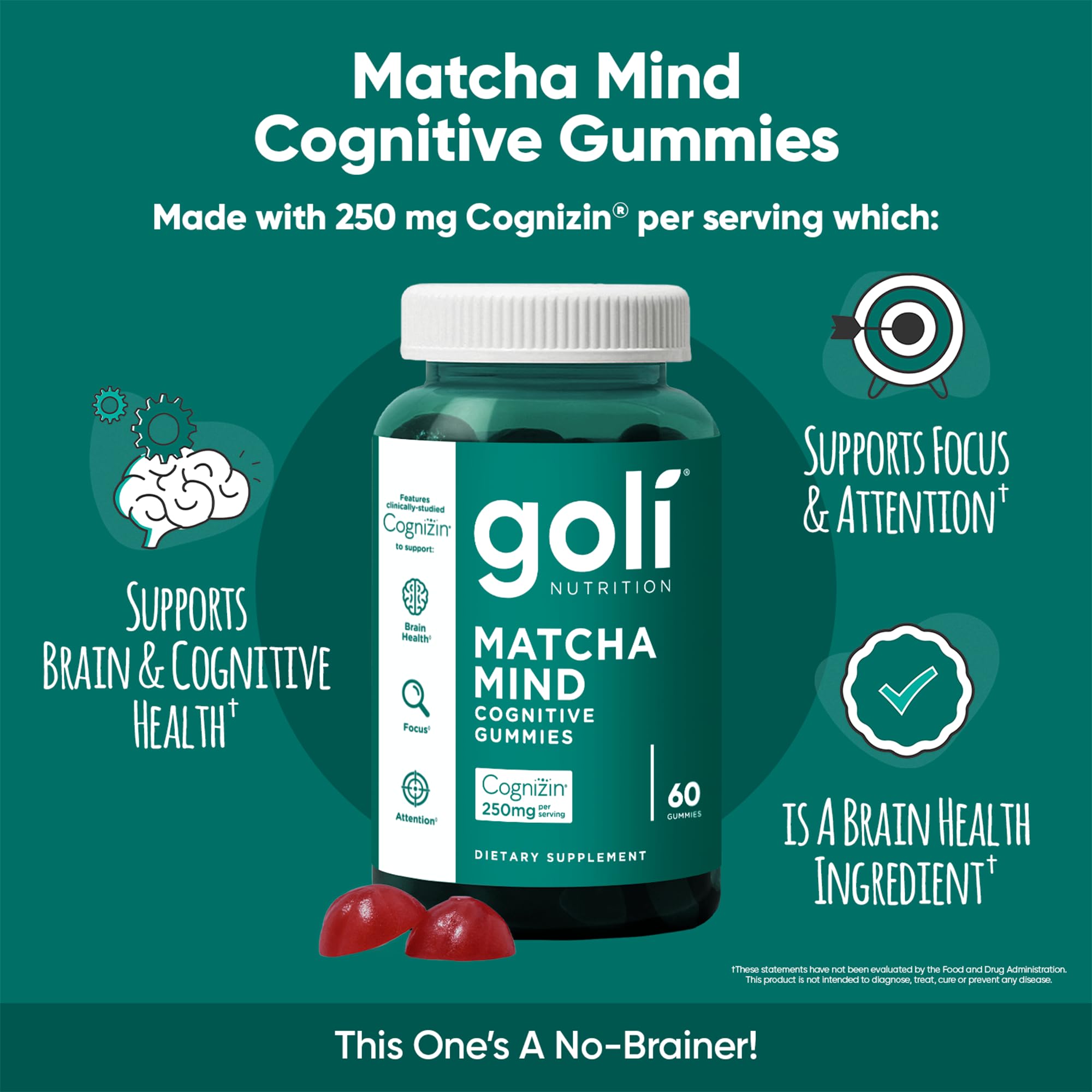 Goli Matcha Mind, 60 Gummies