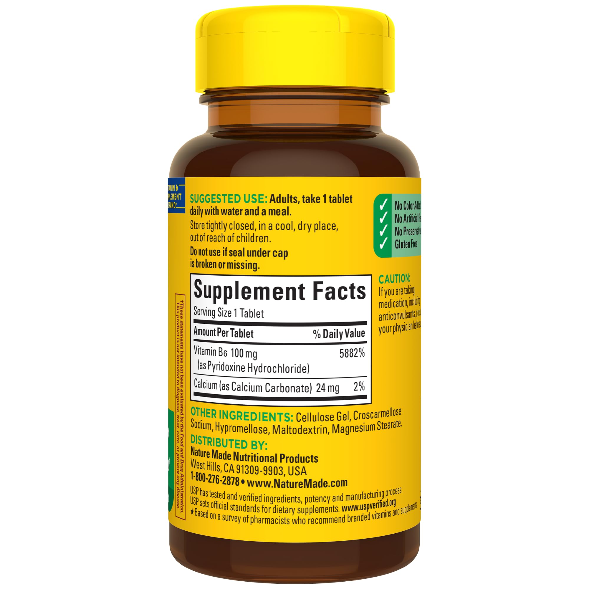 Nature Made Vitamin B6 100mg, B6 Vitamins for Energy Metabolism Support, 100 Tablets, 100 Day Supply