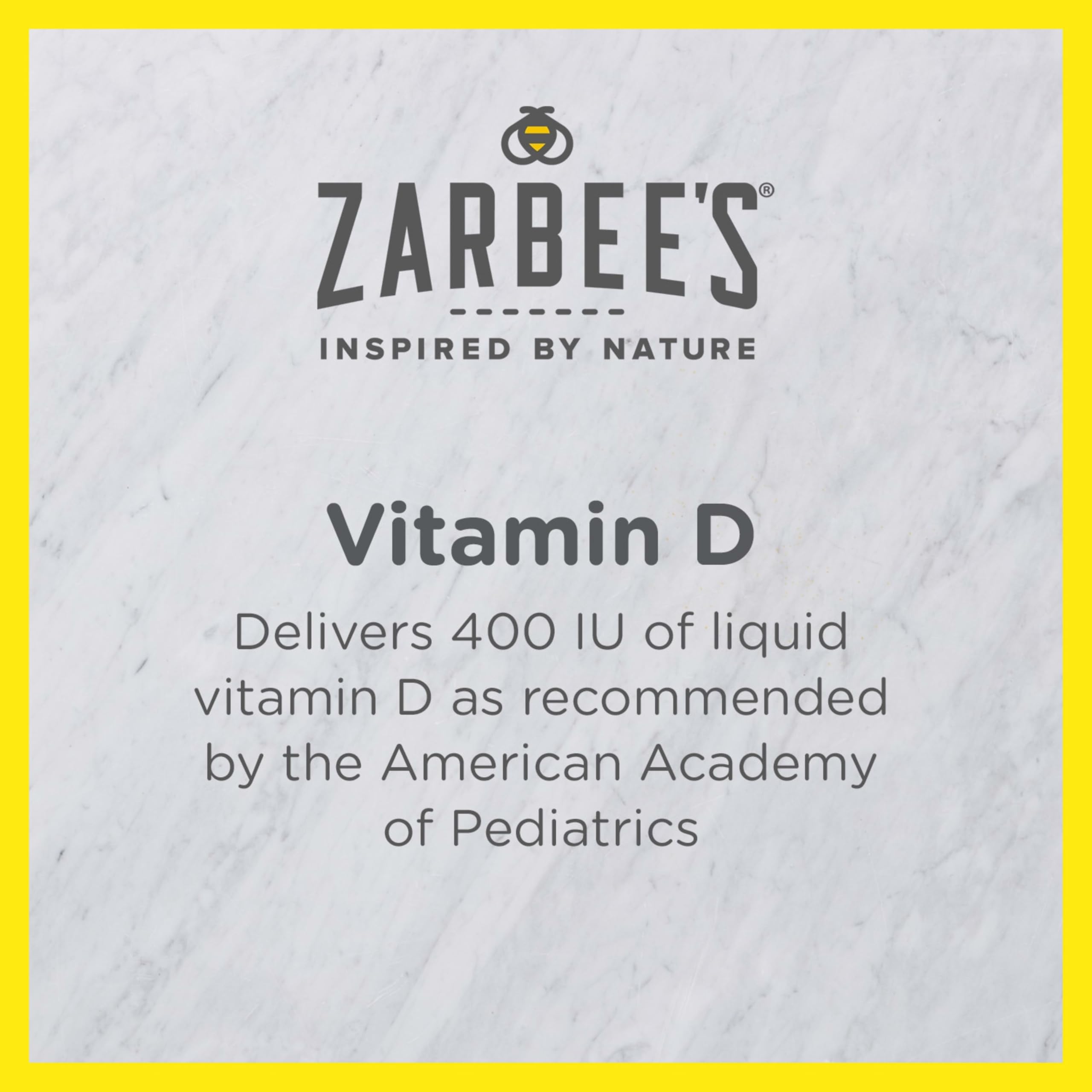 Zarbee's Vitamin D Drops for Infants, 400IU (10mcg), Dropper Syringe Included, 0.47 Fl Oz