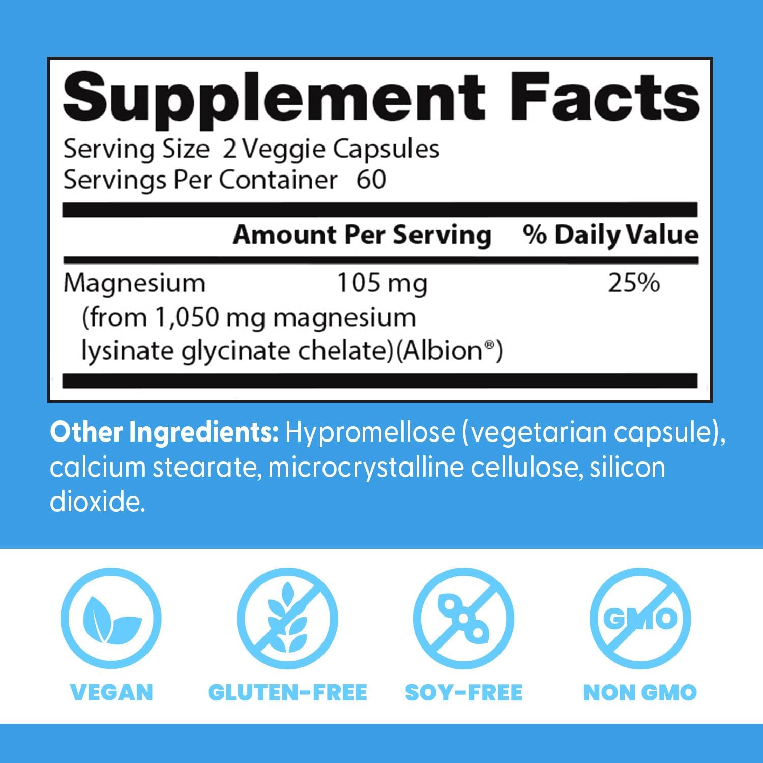 Doctor's Best High Absorption Magnesium Lysinate Glycinate Capsule, Easy to Swallow, 120 Ct