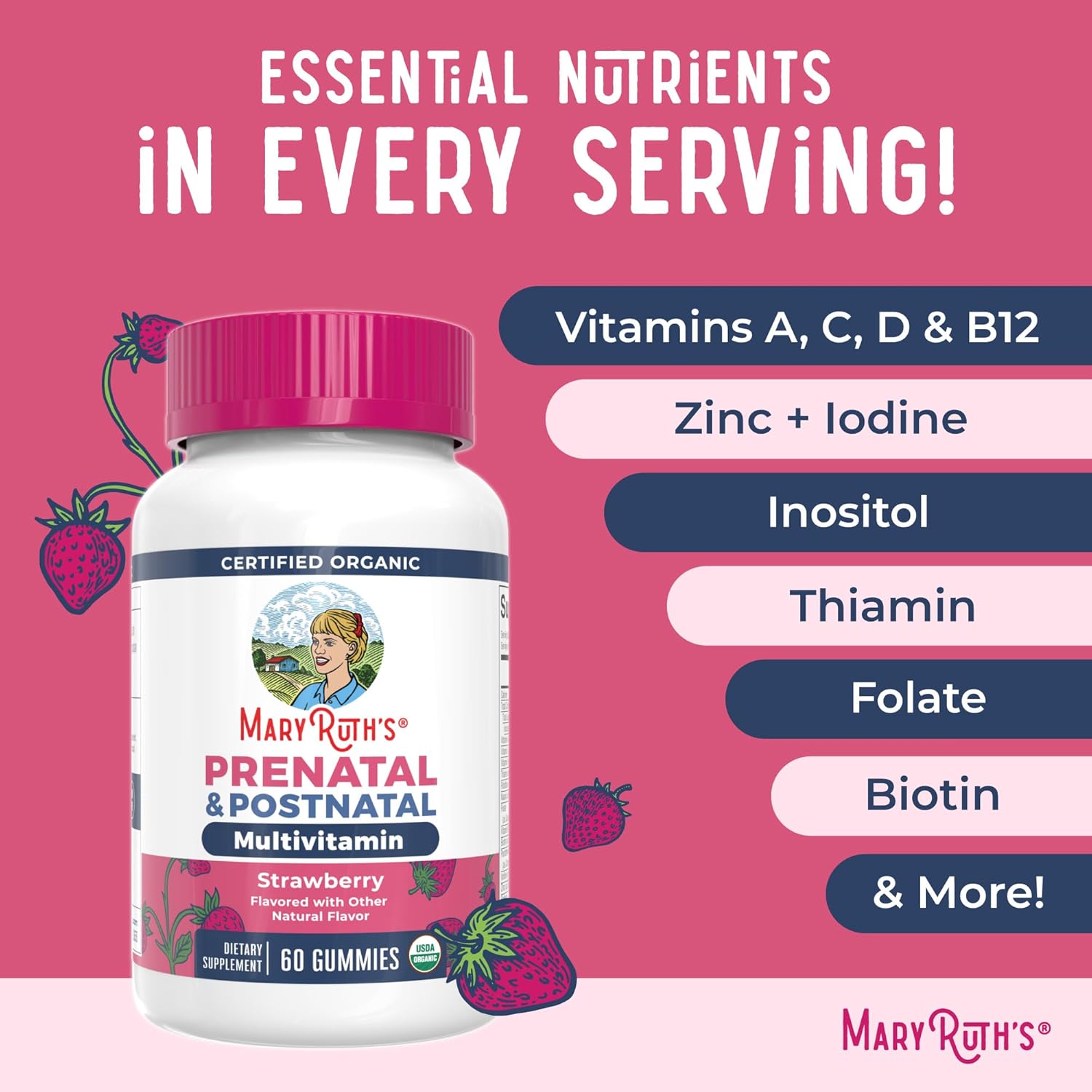 MaryRuth Organics Prenatal & Postnatal Vitamins, 30 Servings