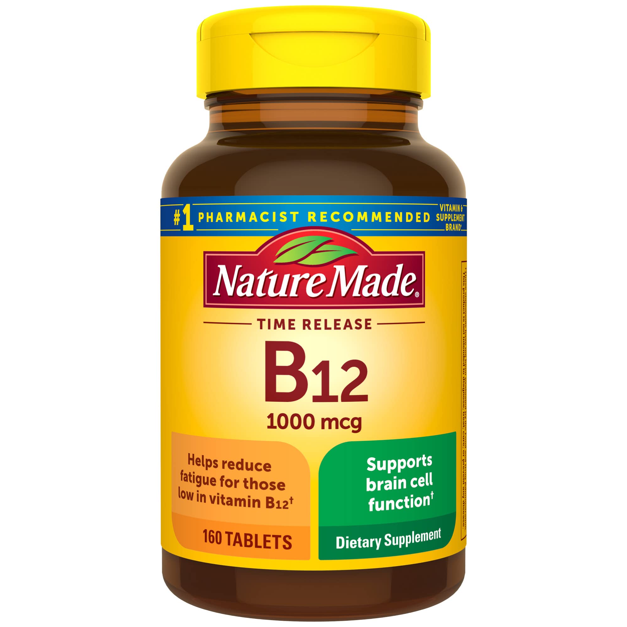 Nature Made Vitamin B12 1000 mcg, B12 Vitamins, Dietary Supplement for Energy Metabolism Support, 160 Time Release Tablets, 160 Day Supply