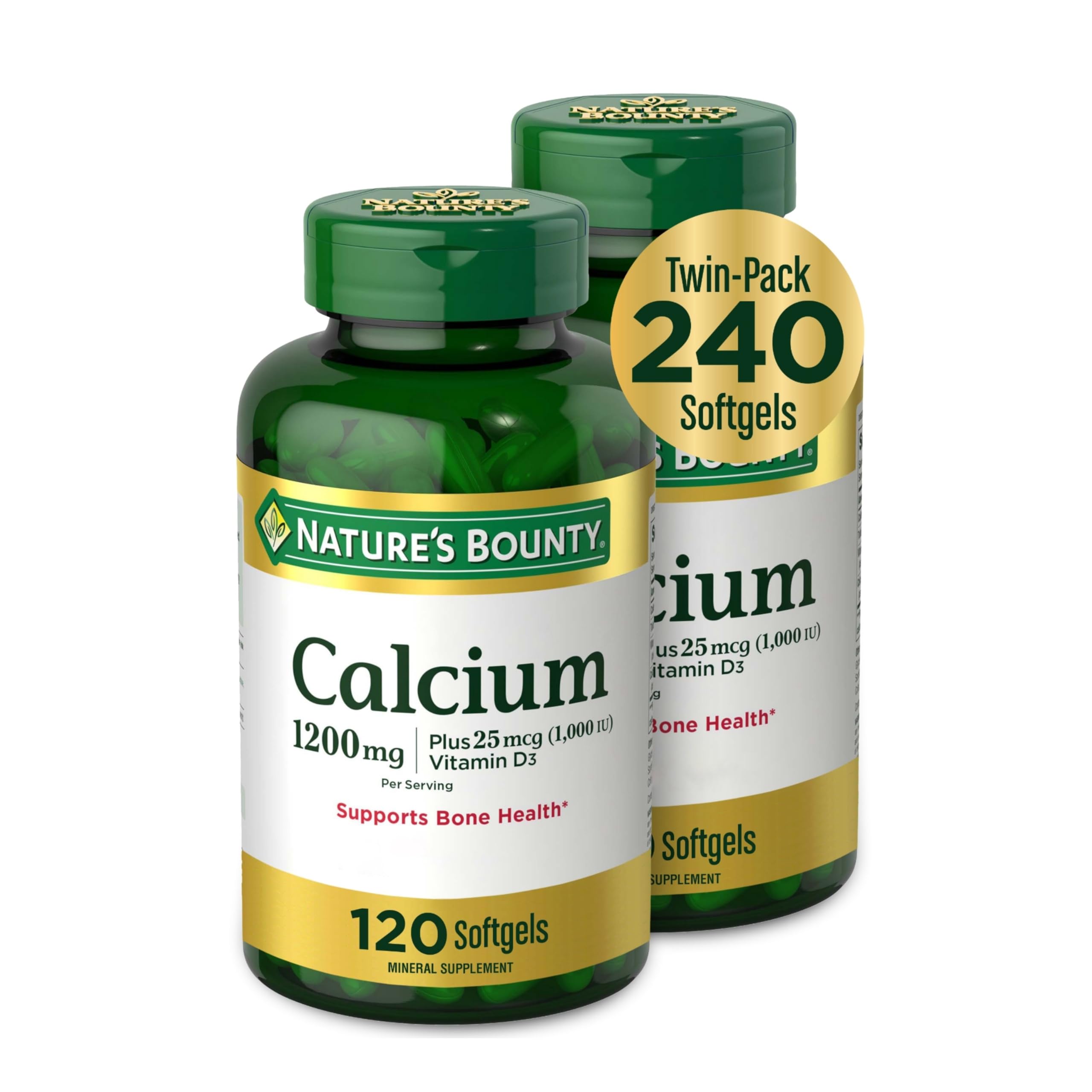 Nature’s Bounty Calcium 1200 mg, D3 1000 IU, 220 Softgels